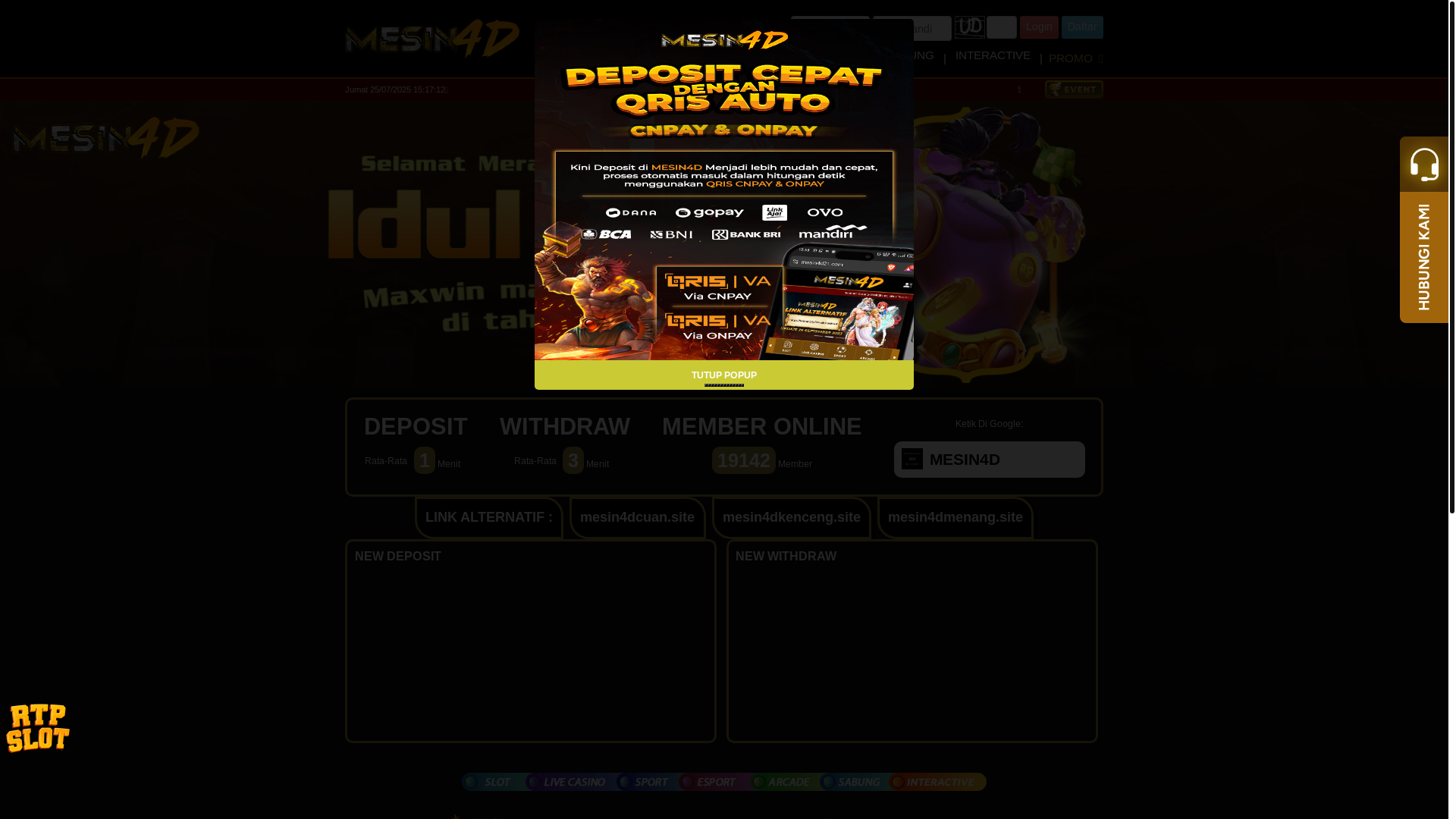 website screenshot of https://mesin4dbulan.site/