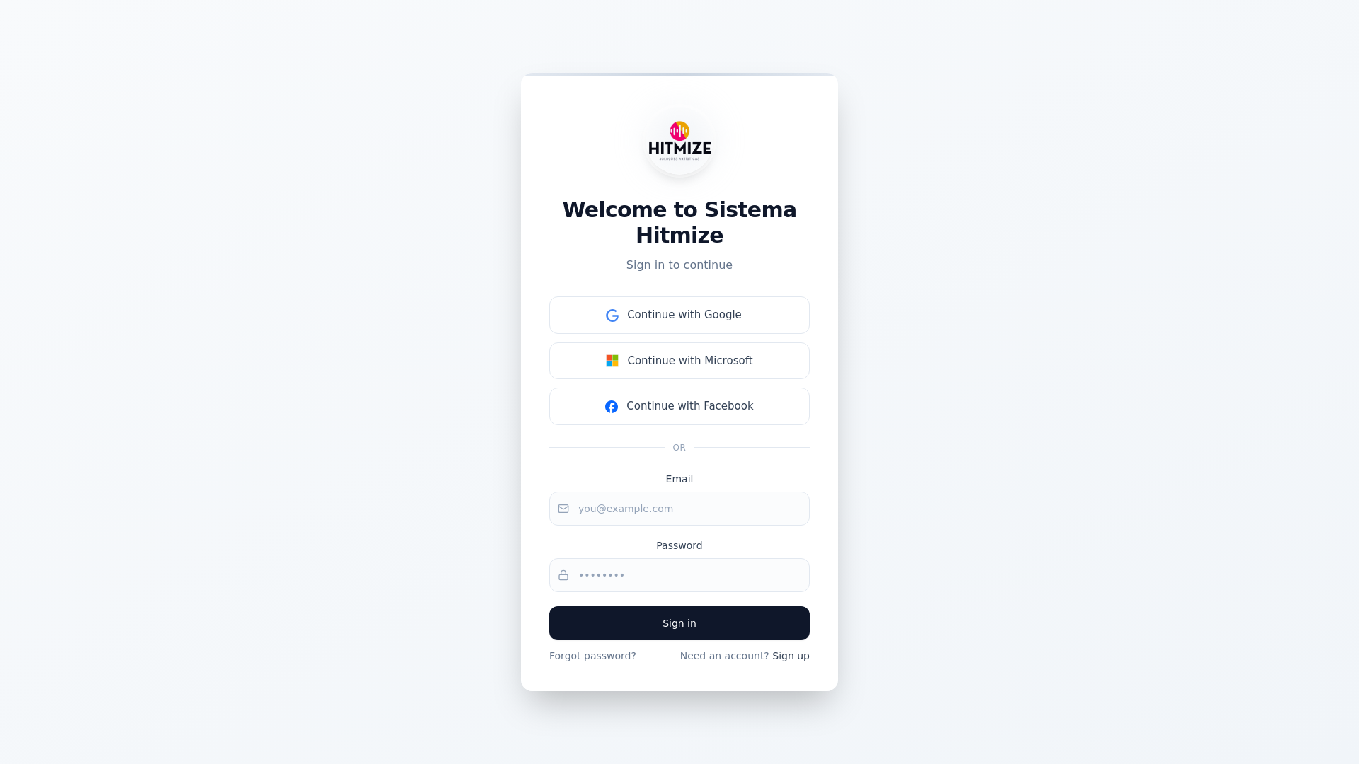 website screenshot of https://sistemahitmize.com/