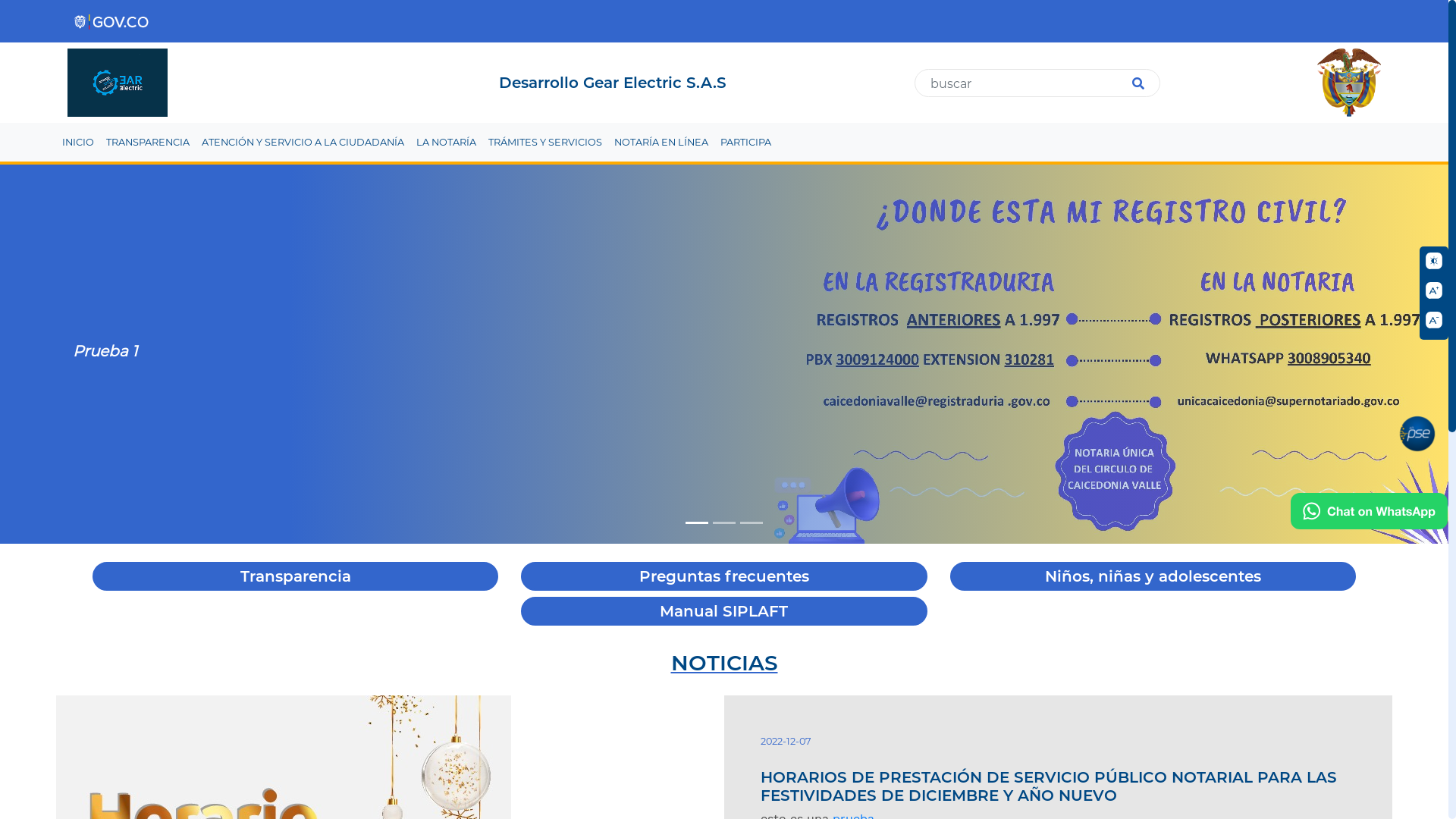 website screenshot of https://notarialacalera.co/