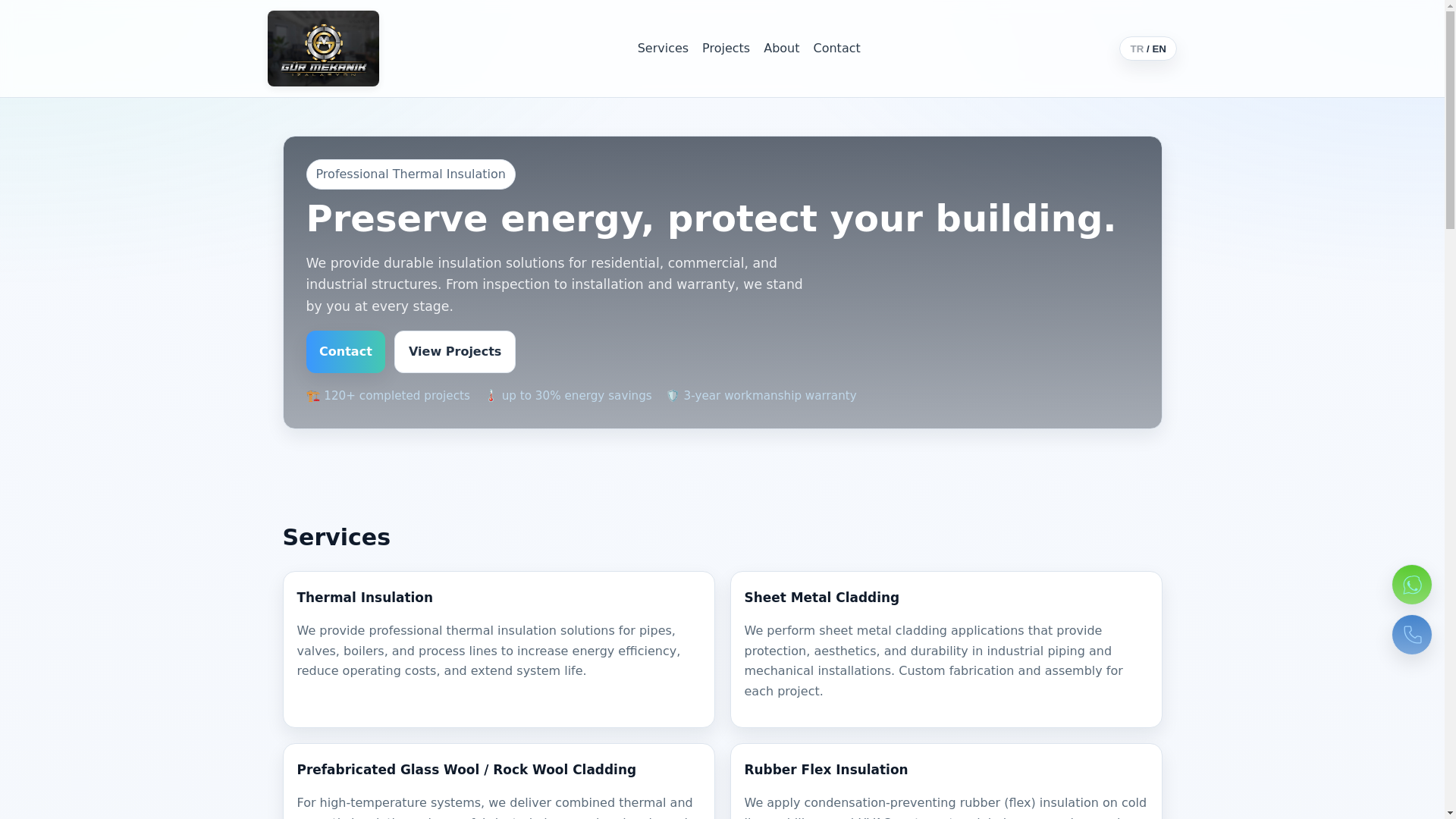 website screenshot of https://gurmekanikizolasyon.com/