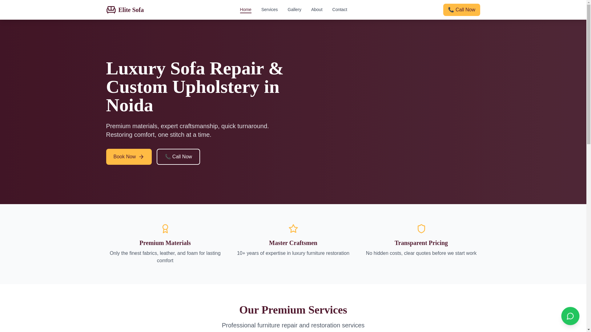 website screenshot of https://elitesofa.shop/
