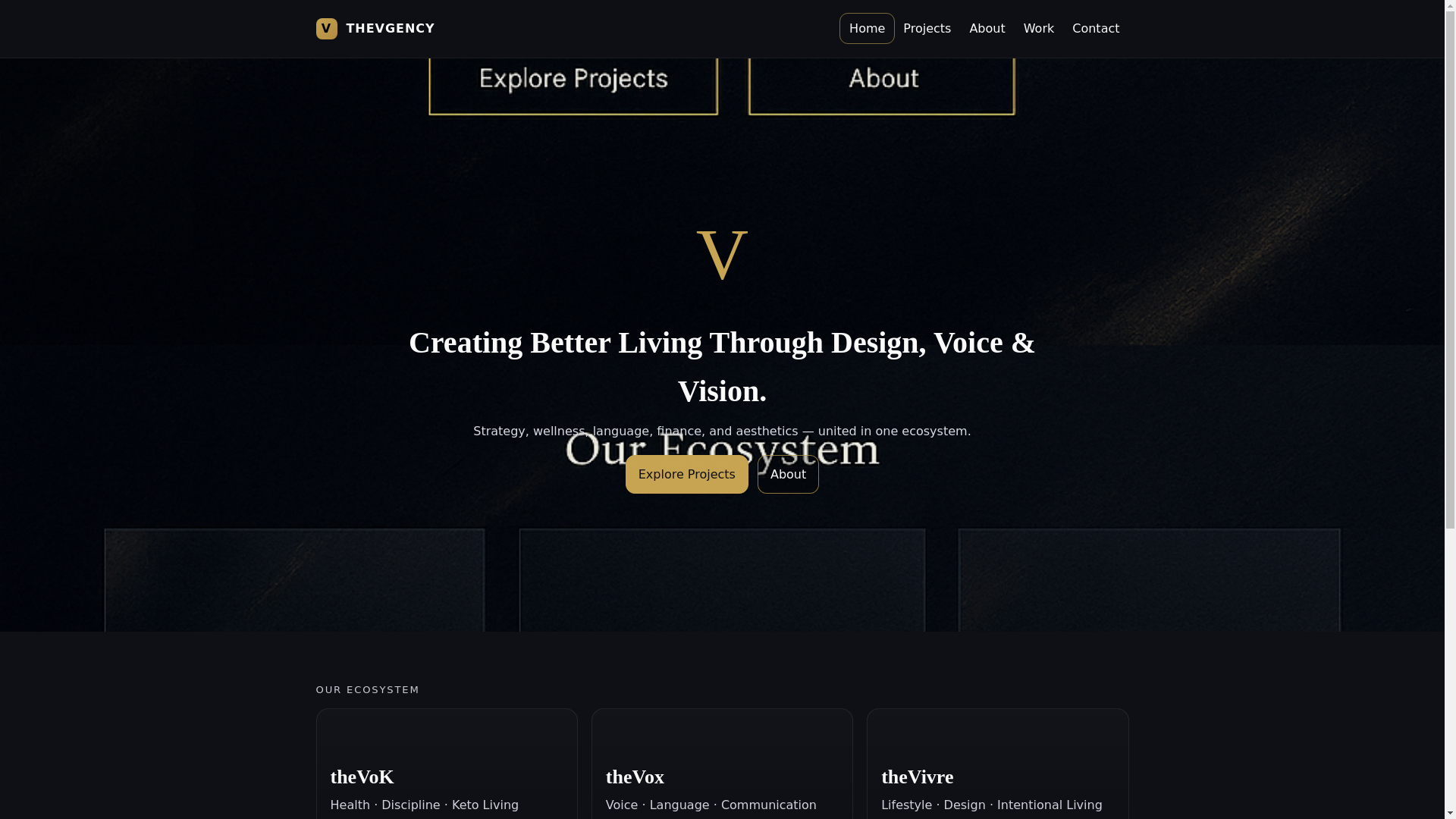 website screenshot of https://thevgencyhomepage.pages.dev/