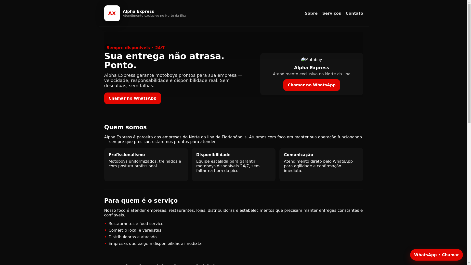 website screenshot of https://alphaxpressflp.com.br/