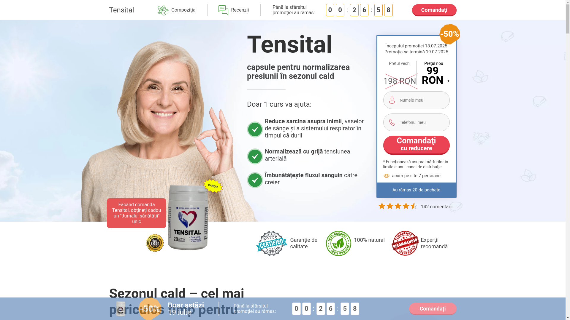 website screenshot of https://tensital-ro.store/