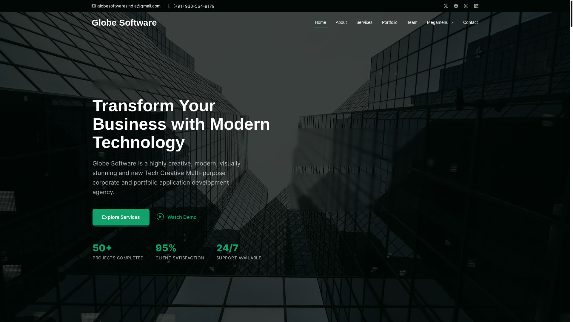website screenshot of https://globesoftwares.com/