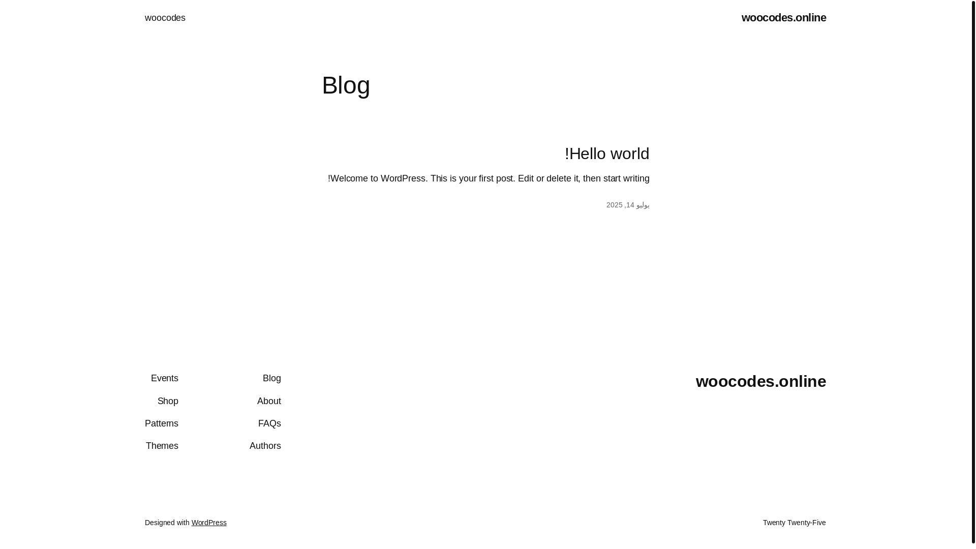 website screenshot of https://woocodes.online/