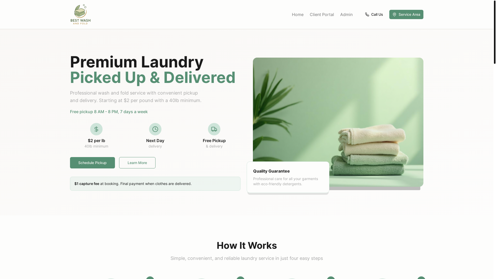 website screenshot of https://foldandwash.com/