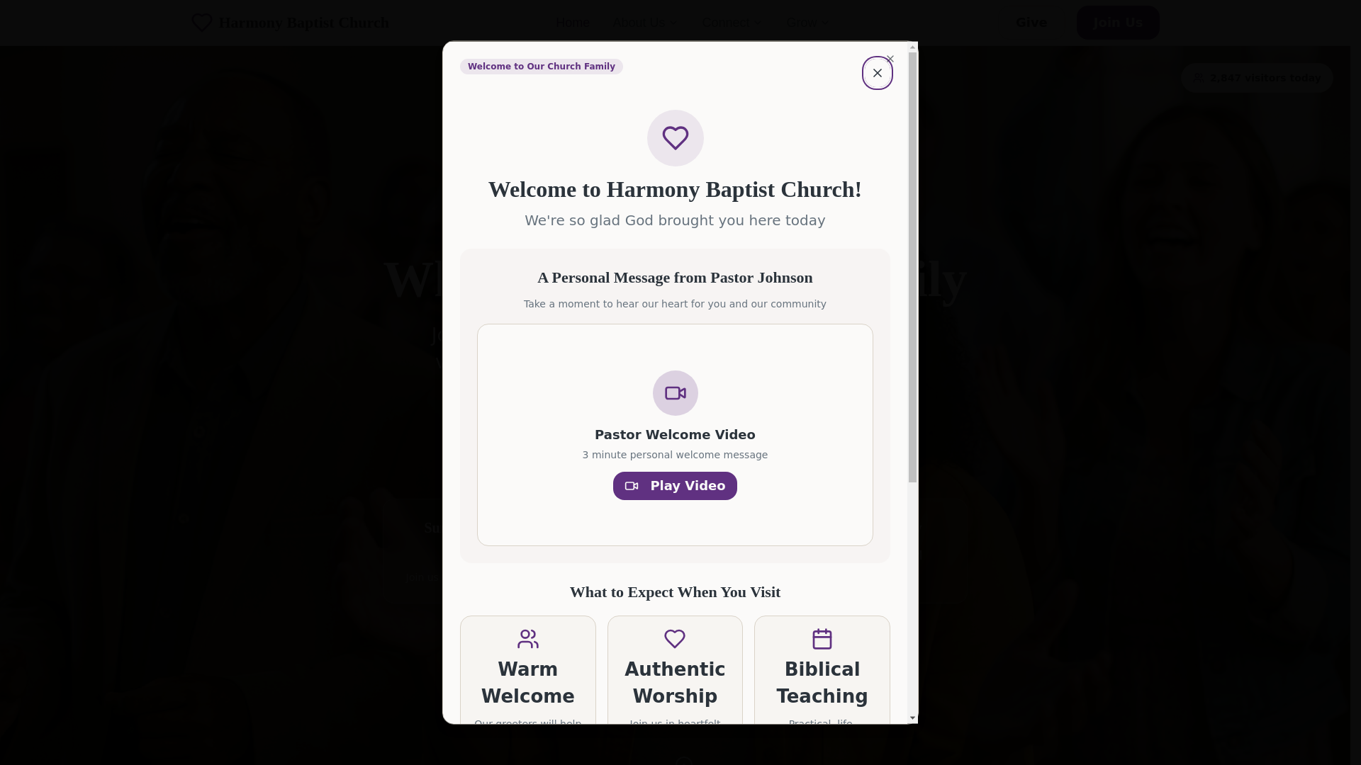 website screenshot of https://harmonyaugusta.church/