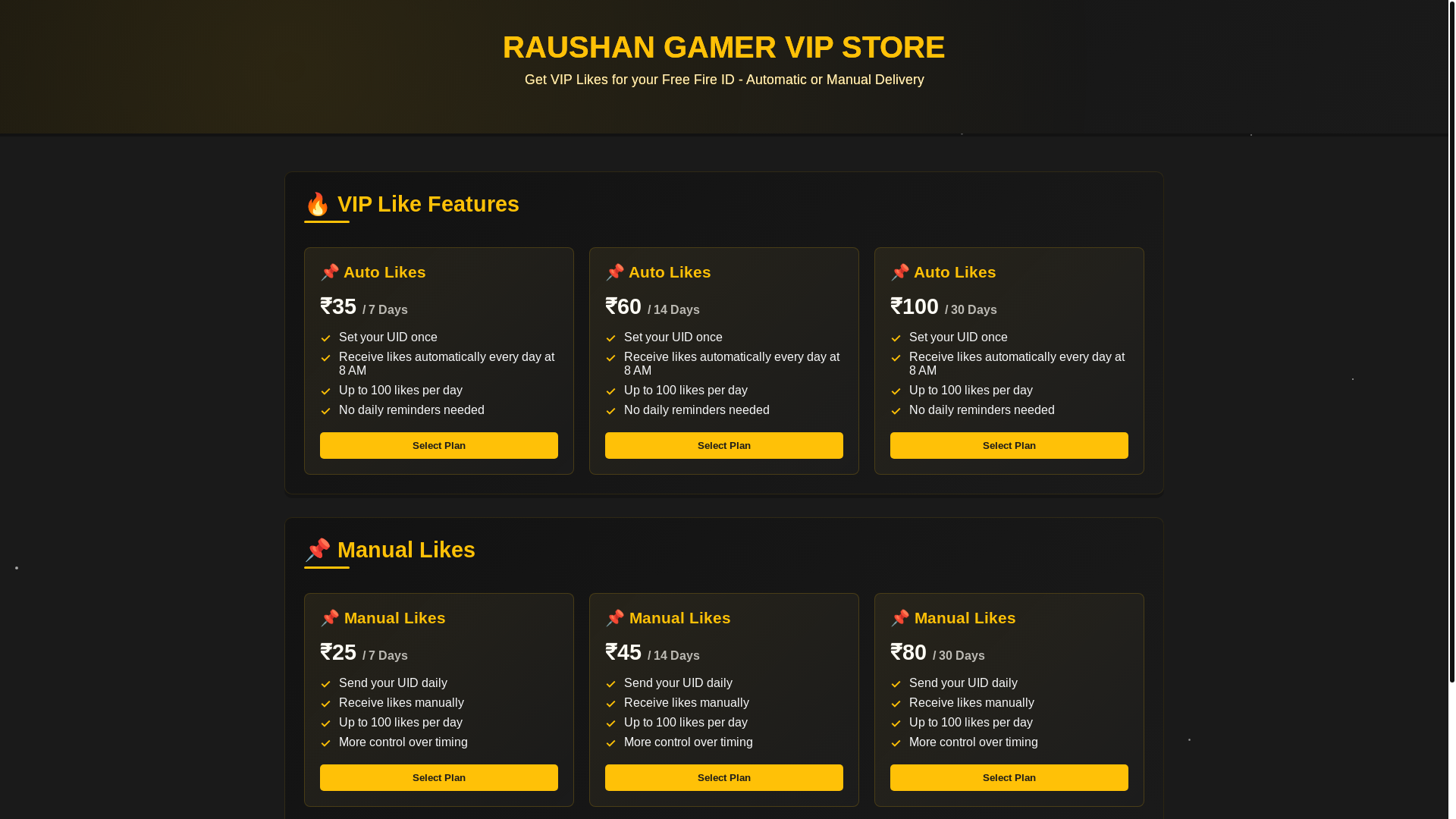 website screenshot of https://raushanvipstore.pages.dev/