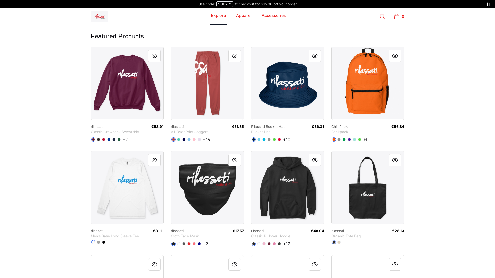 website screenshot of https://rilassaticlothtingco.com/