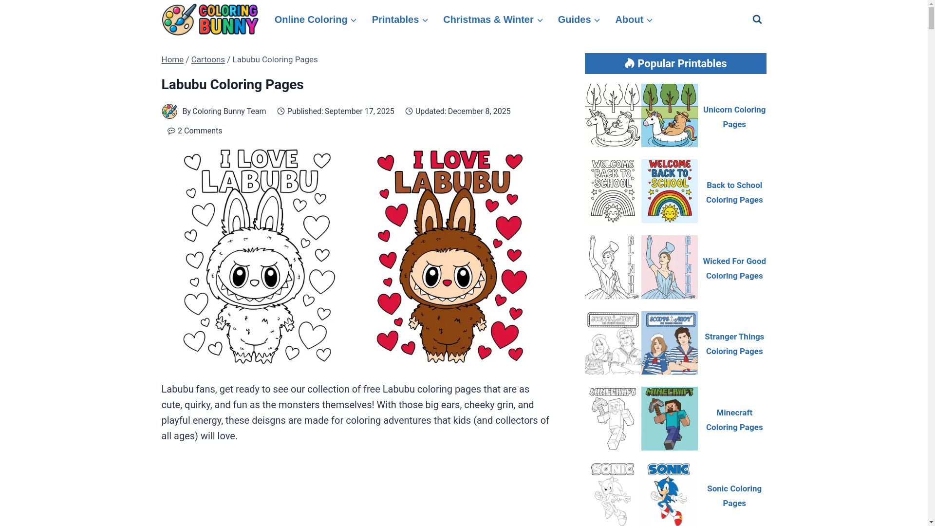 website screenshot of https://coloringbunny.com/labubu-coloring-pages/