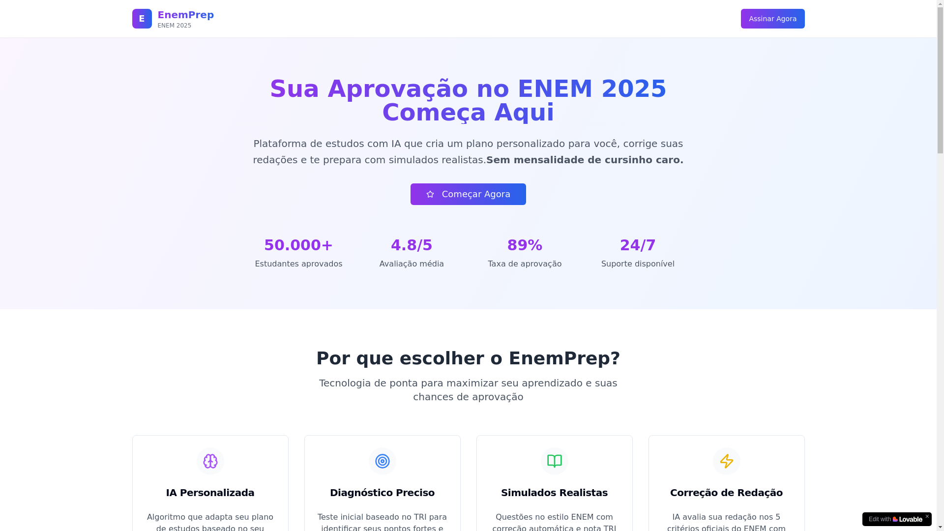 website screenshot of https://enemprep.com/