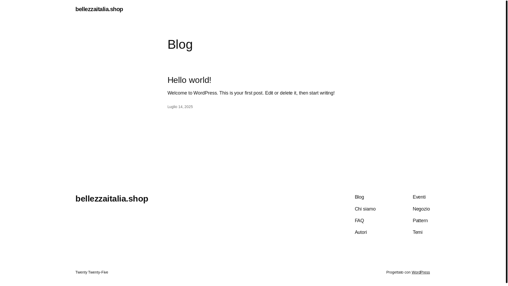 website screenshot of https://bellezzaitalia.shop/