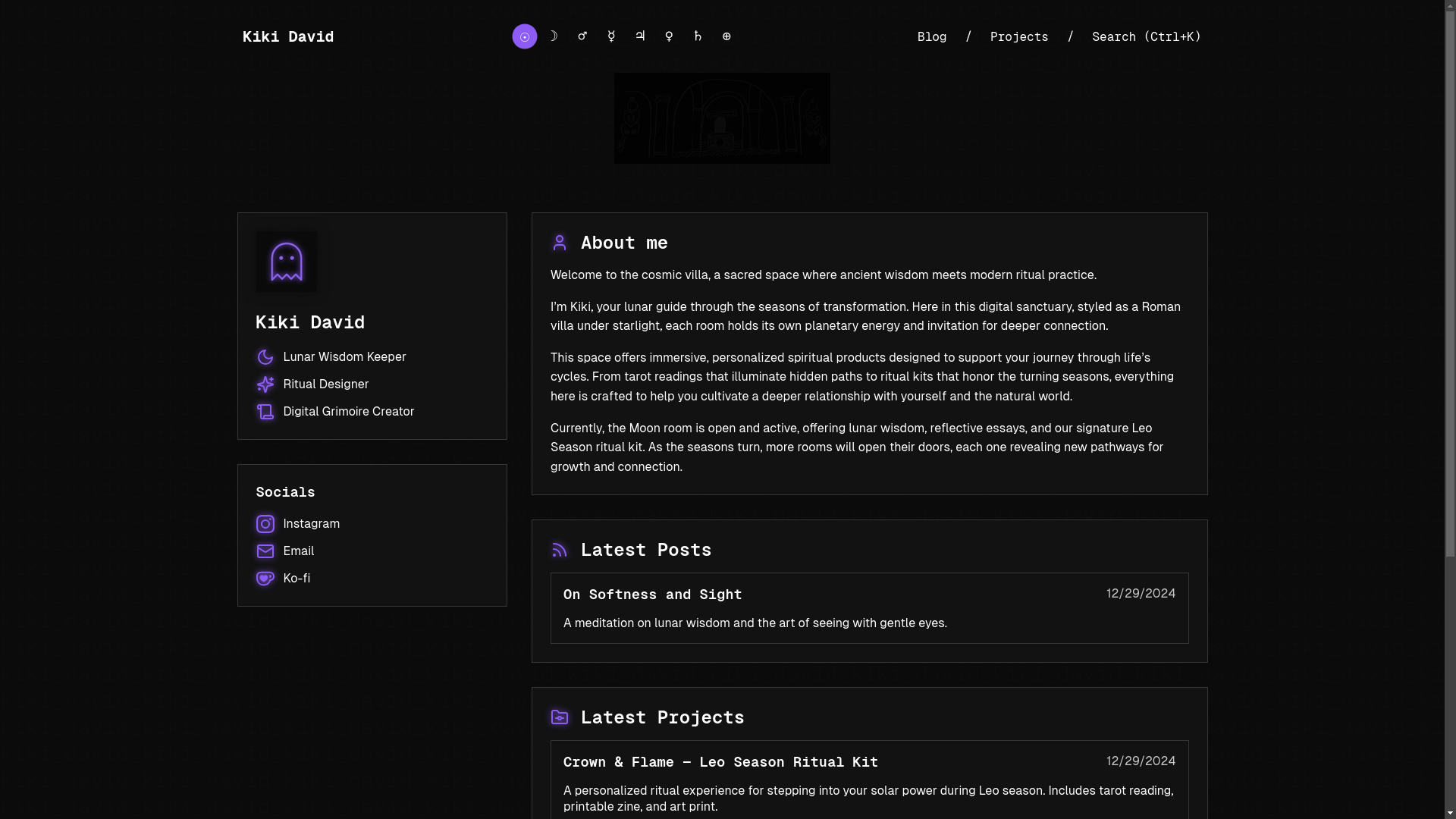 website screenshot of https://kikidavid.com/