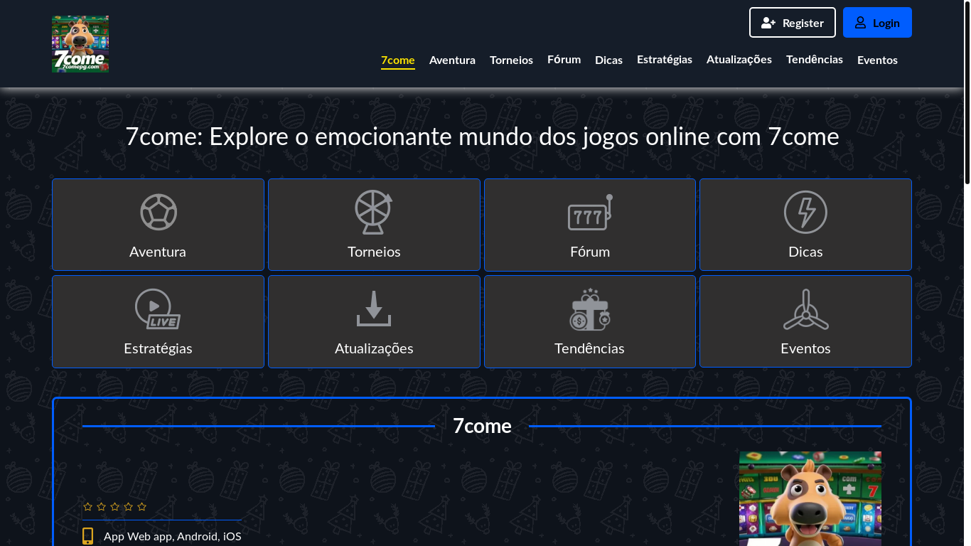 website screenshot of https://7comepg.com/