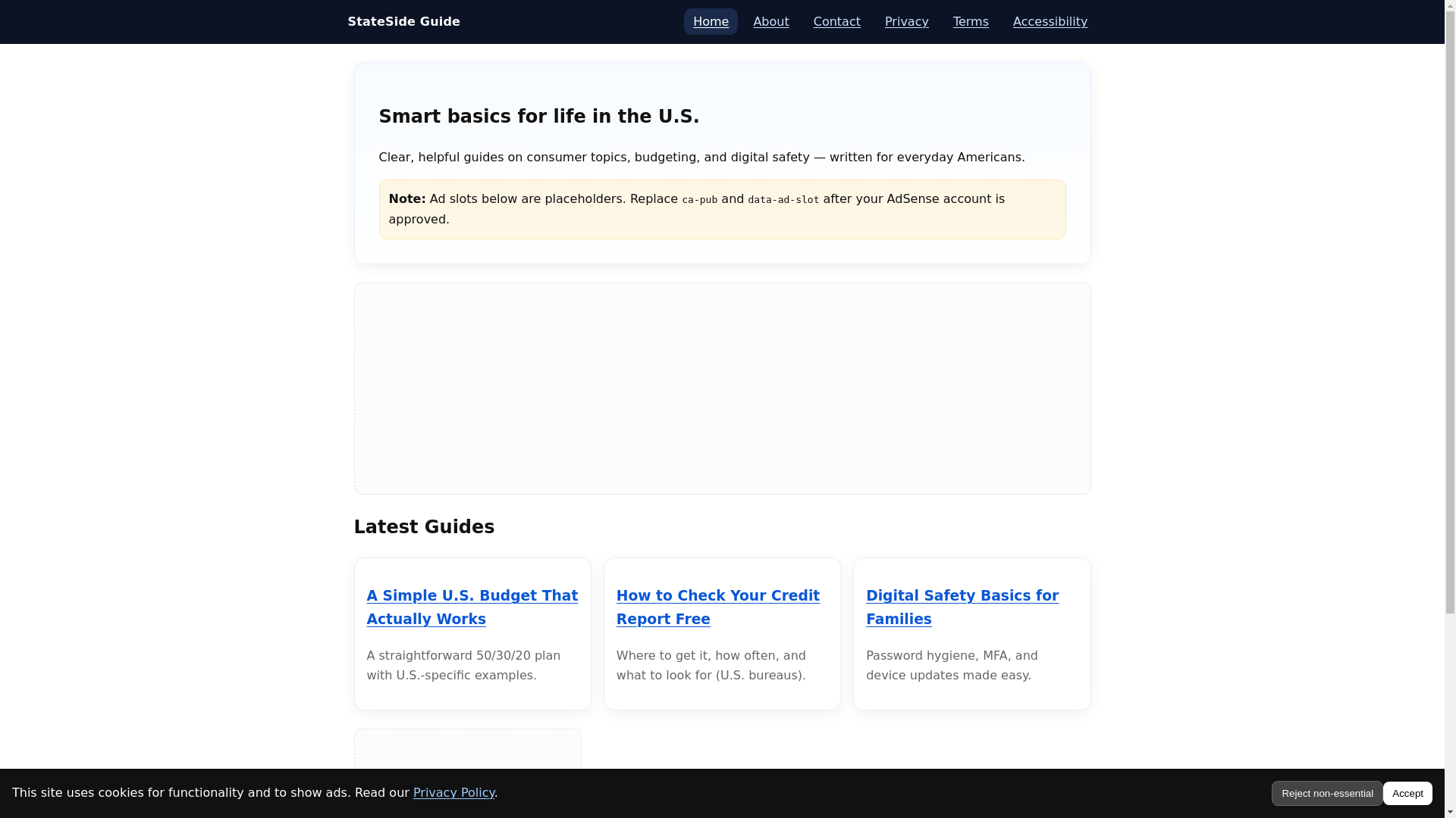 website screenshot of https://statesideguide.online/