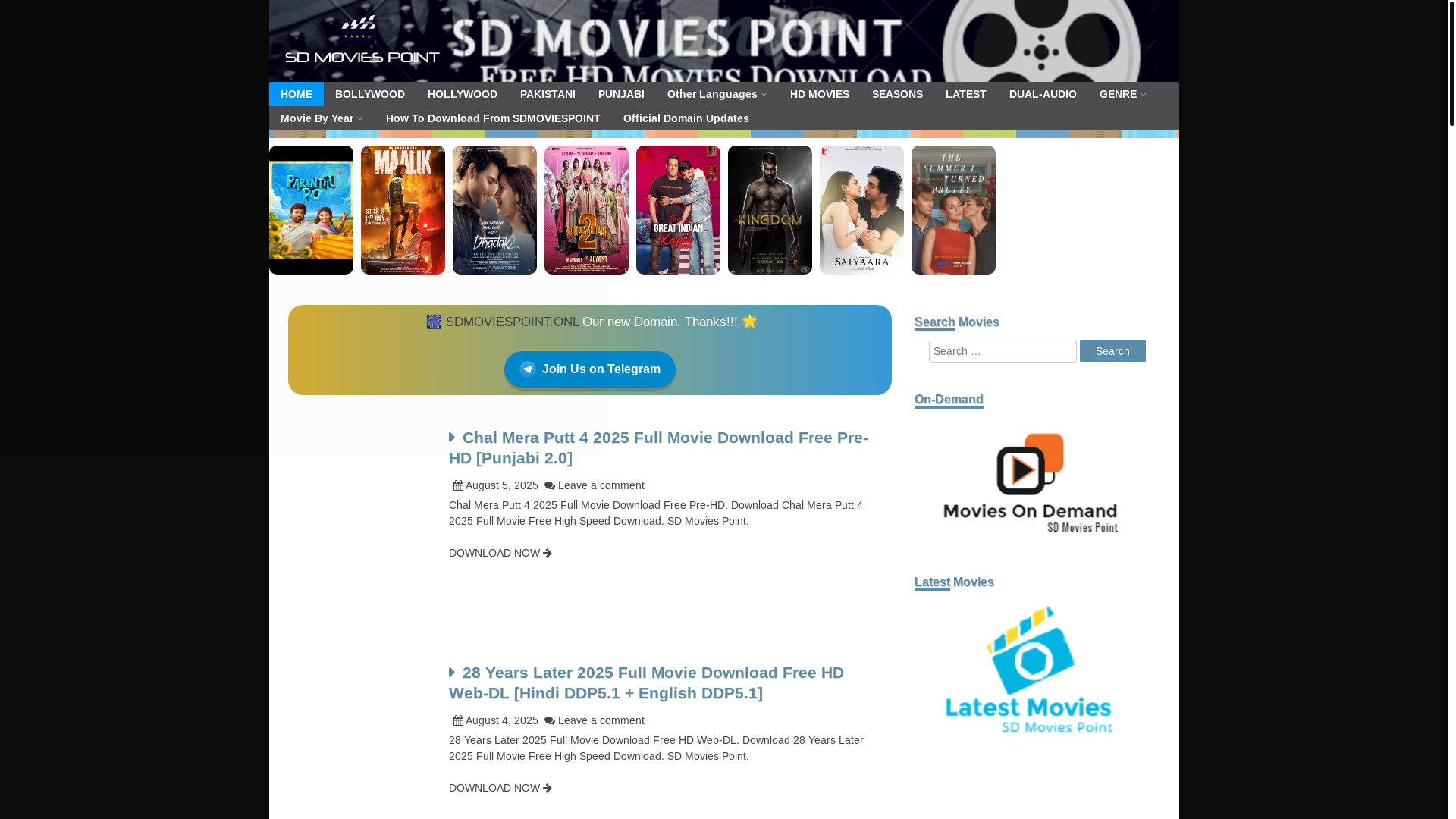 website screenshot of https://sdmoviespoint.green/