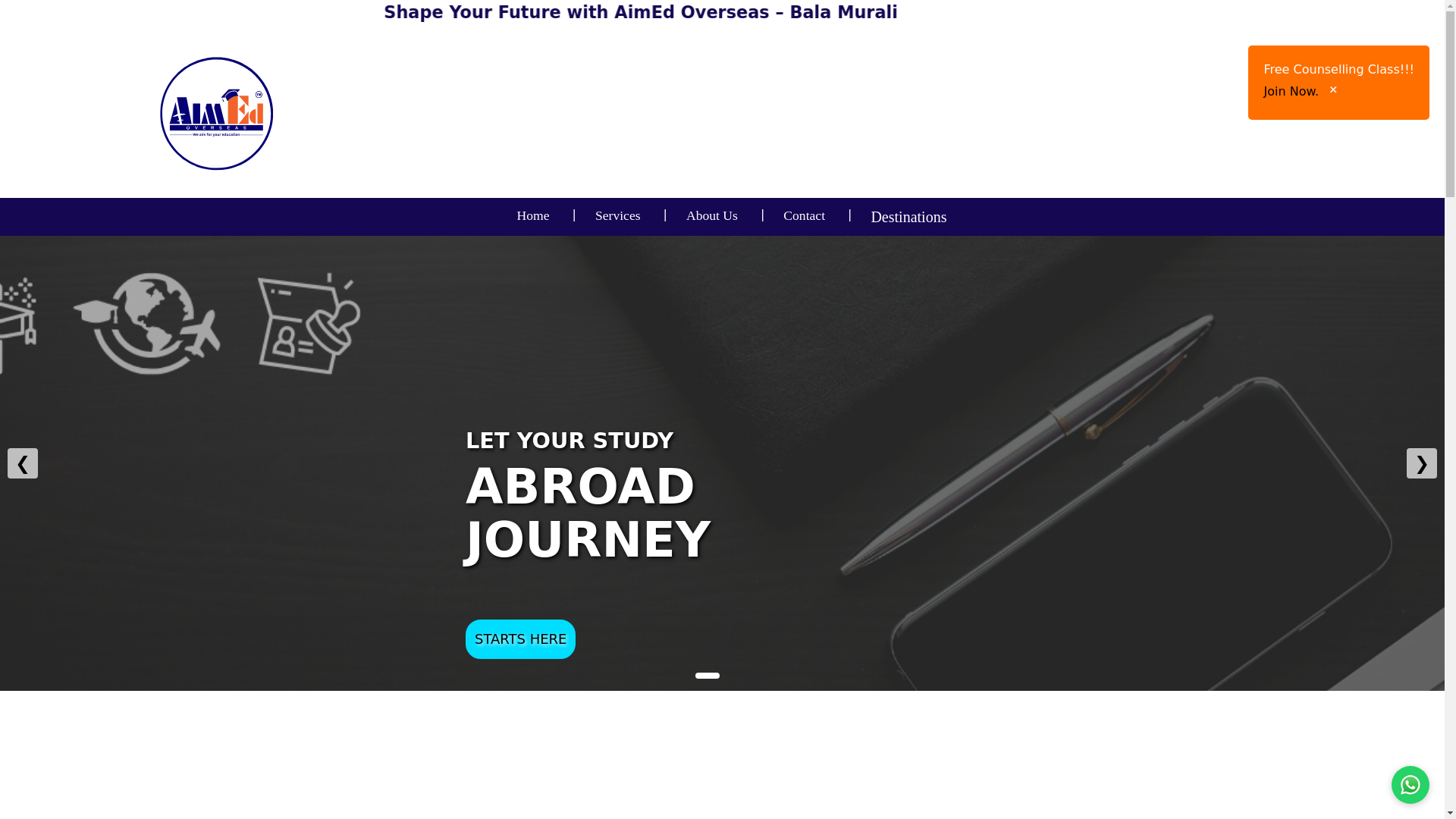 website screenshot of https://aimedoverseas.com/