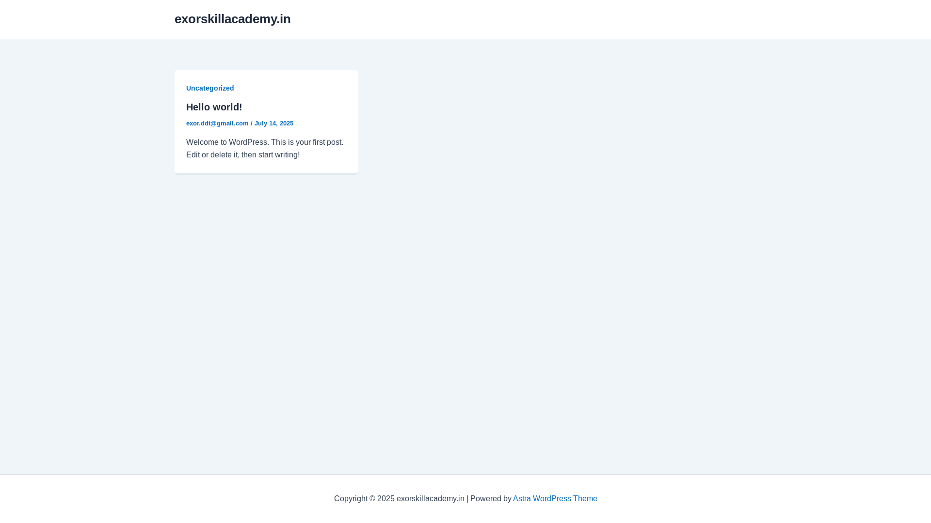 website screenshot of https://exorskillacademy.in/