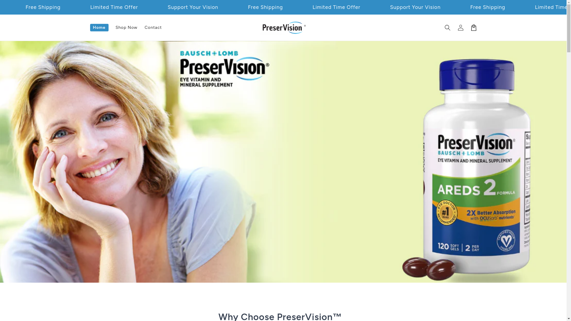website screenshot of https://preservisionsupplements.store/