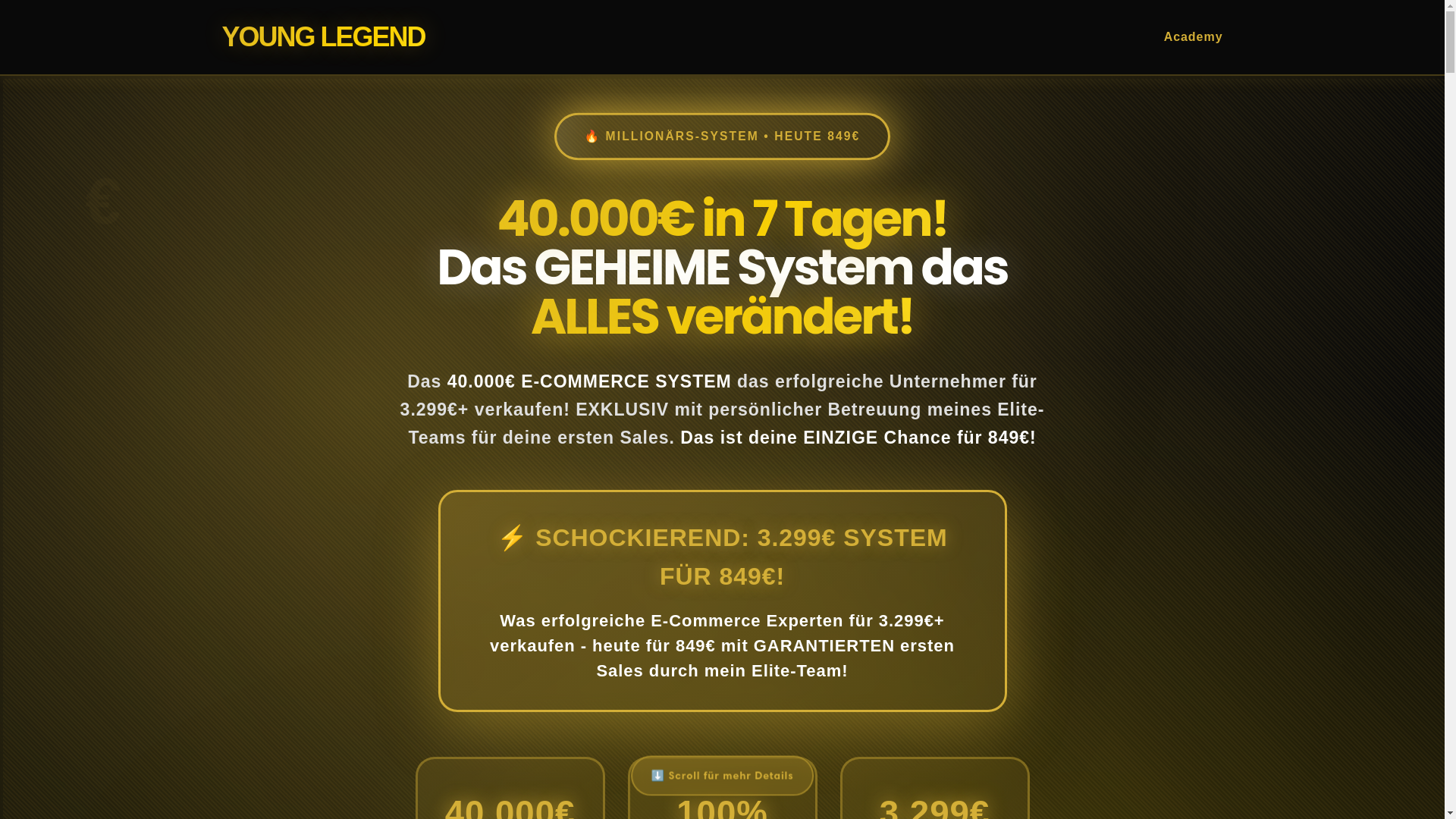 website screenshot of https://younglegendacadmy.eu/