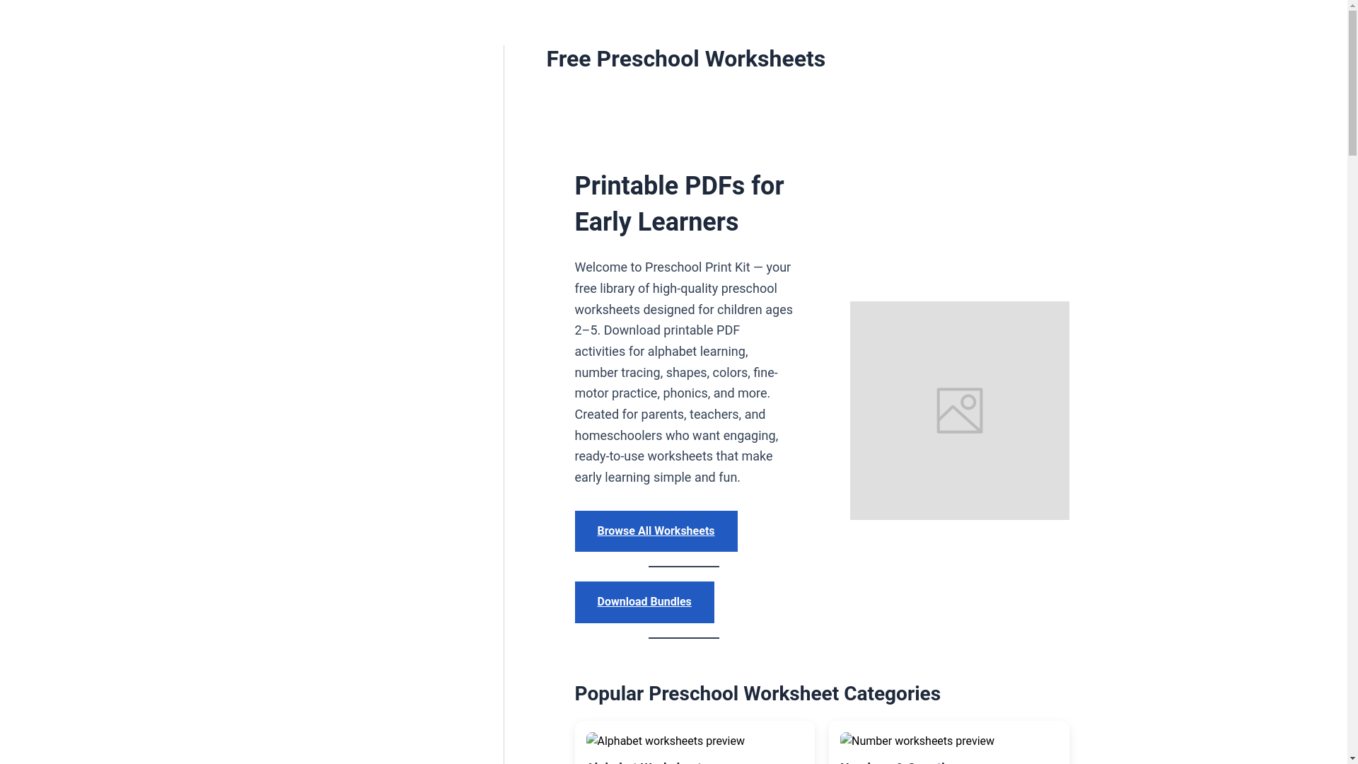 website screenshot of https://preschoolprintkit.com/
