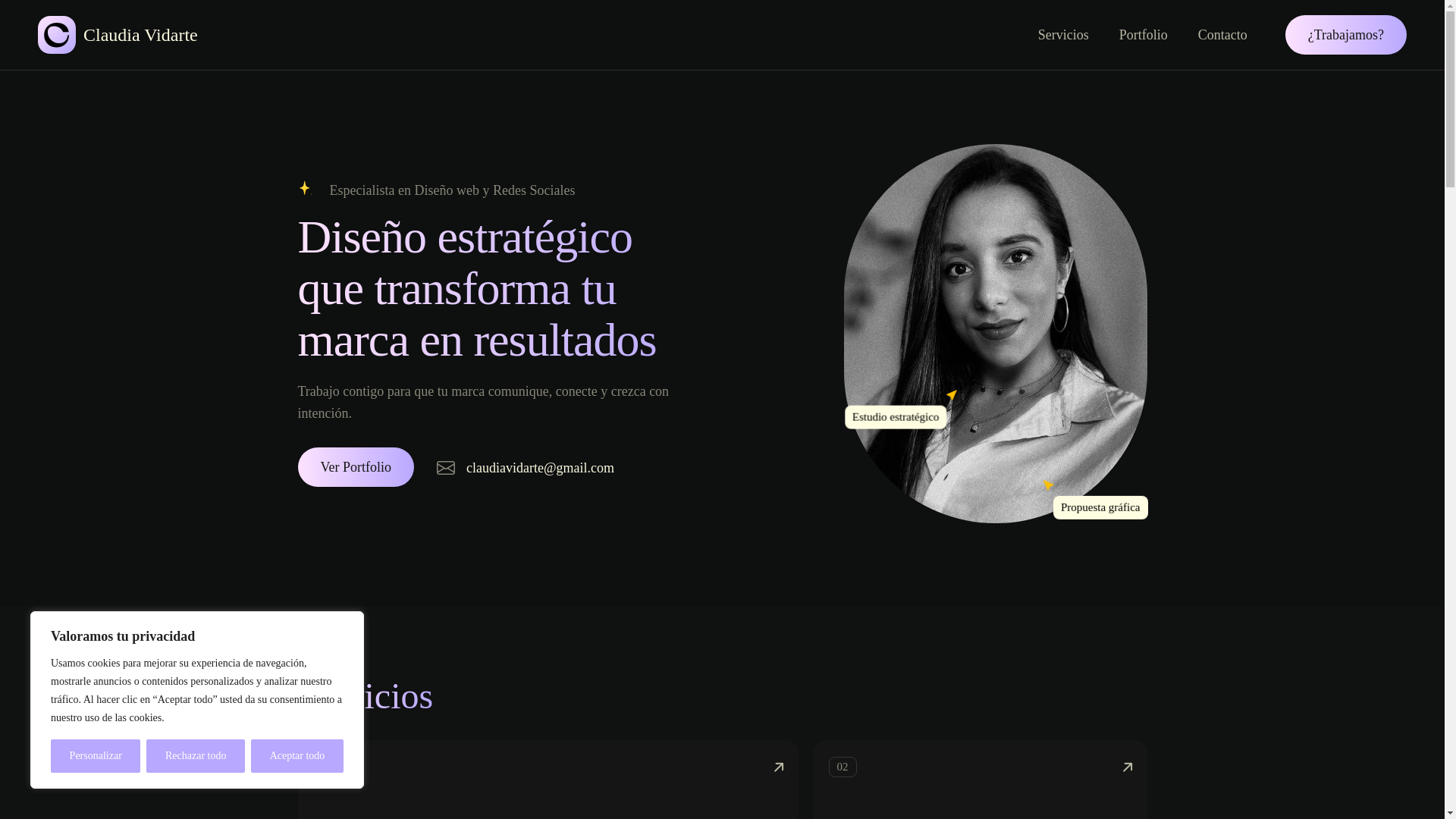 website screenshot of https://claudiavidarte.com/