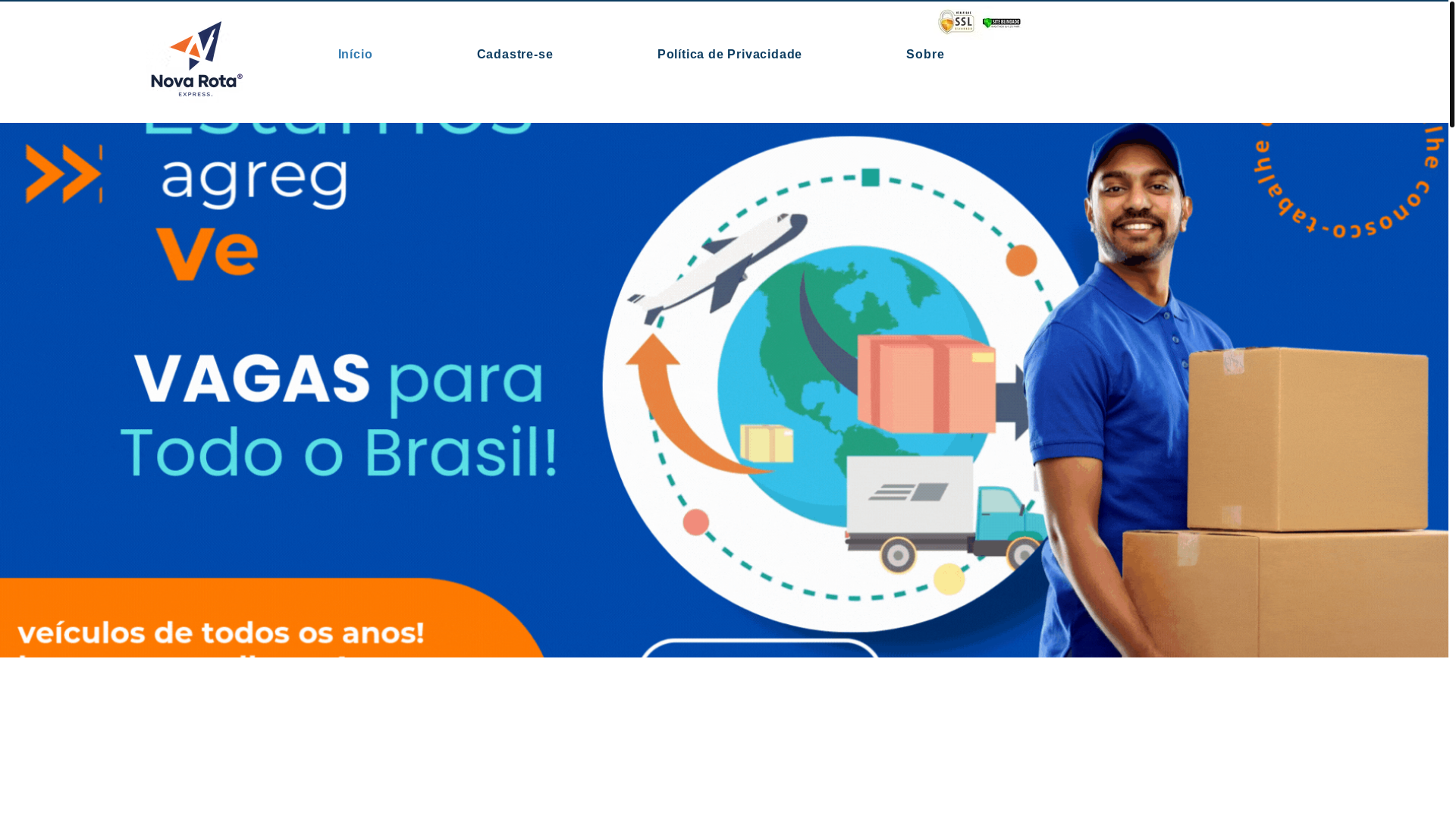 website screenshot of https://novarotatransportadora.com.br/