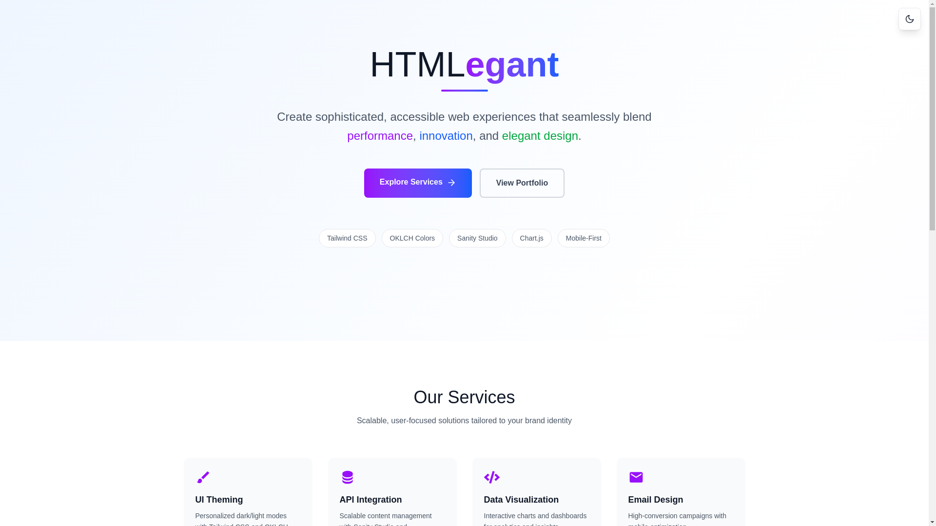 website screenshot of https://htmlegant.pages.dev/