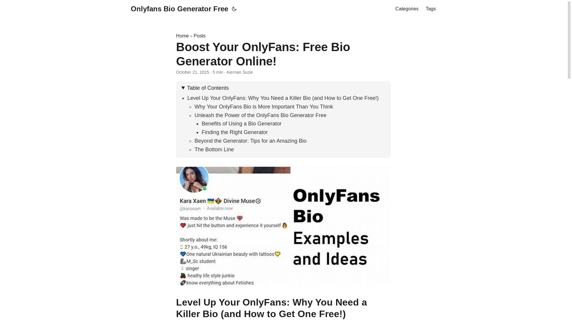 website screenshot of https://onlyfans-bio-generator-free.pages.dev/