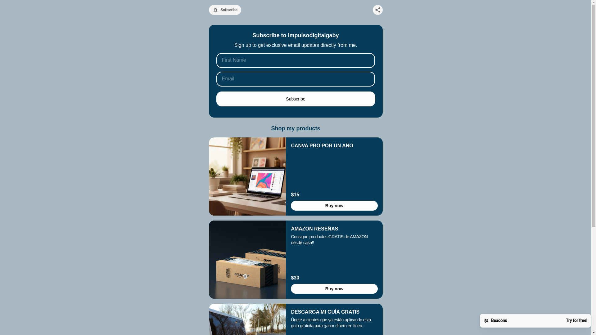 website screenshot of https://impulsodigitalgaby.store/