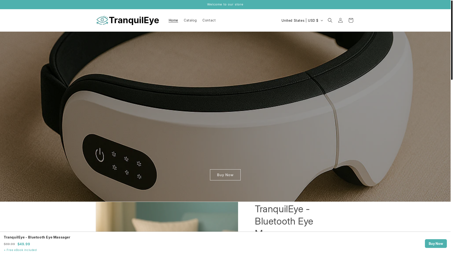 website screenshot of https://tranquileye.store/