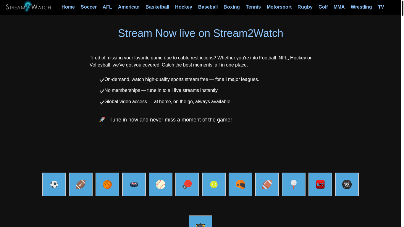 website screenshot of https://play.stream2watch.com/