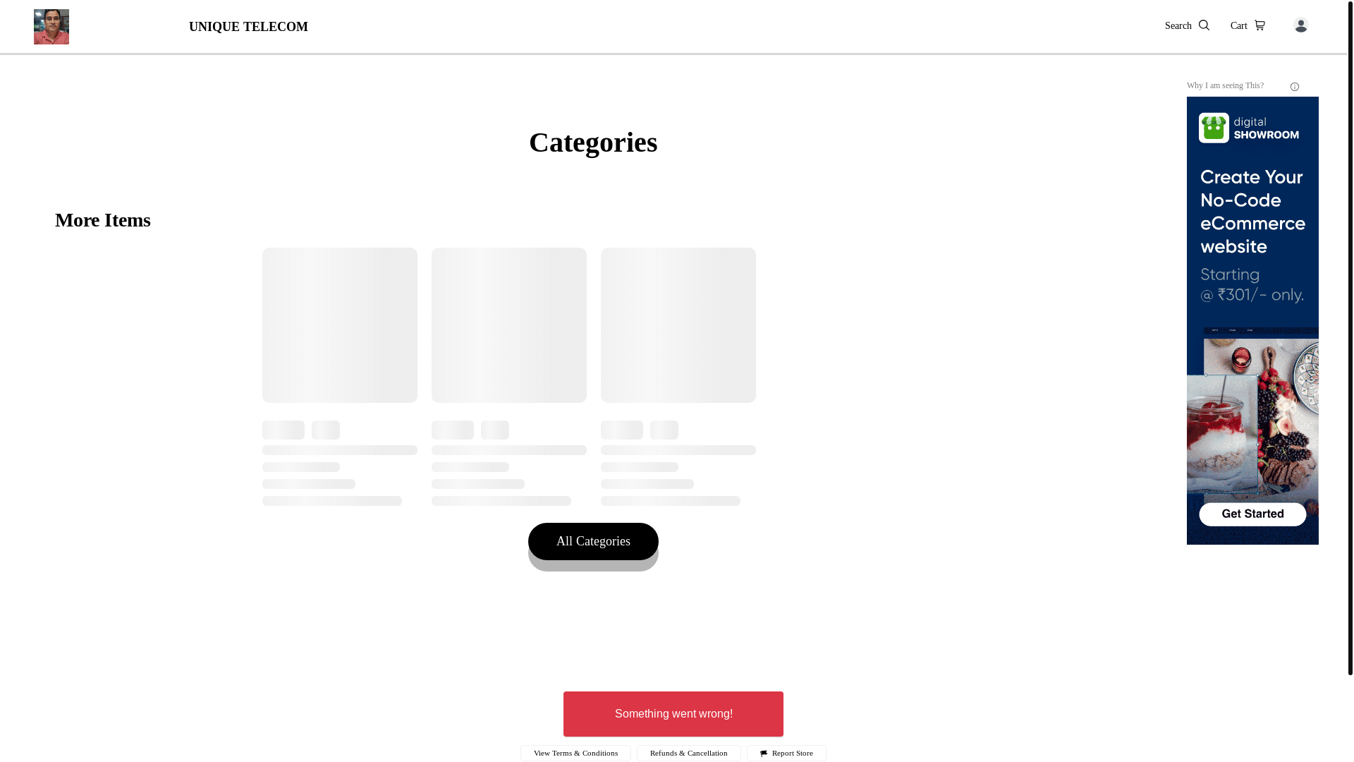 website screenshot of https://uniquetelecom.co.in/