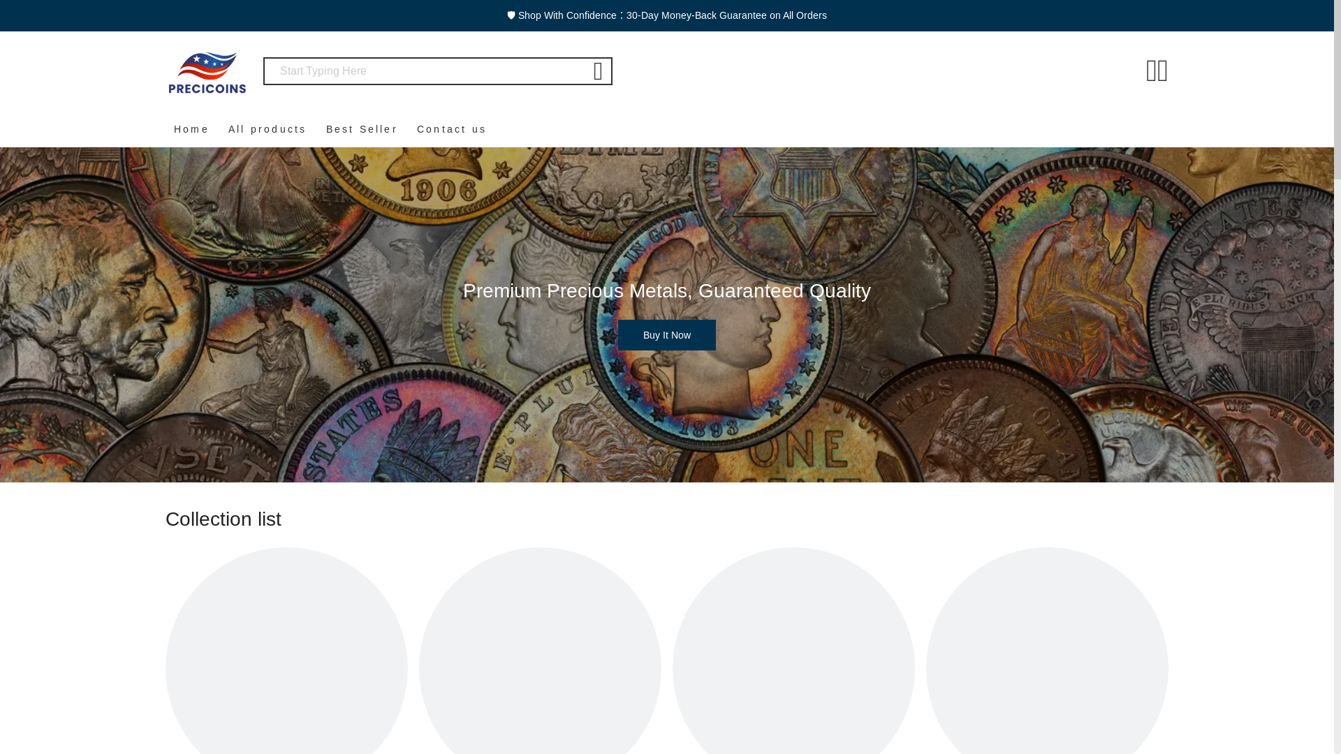 website screenshot of https://www.precicoins.com/