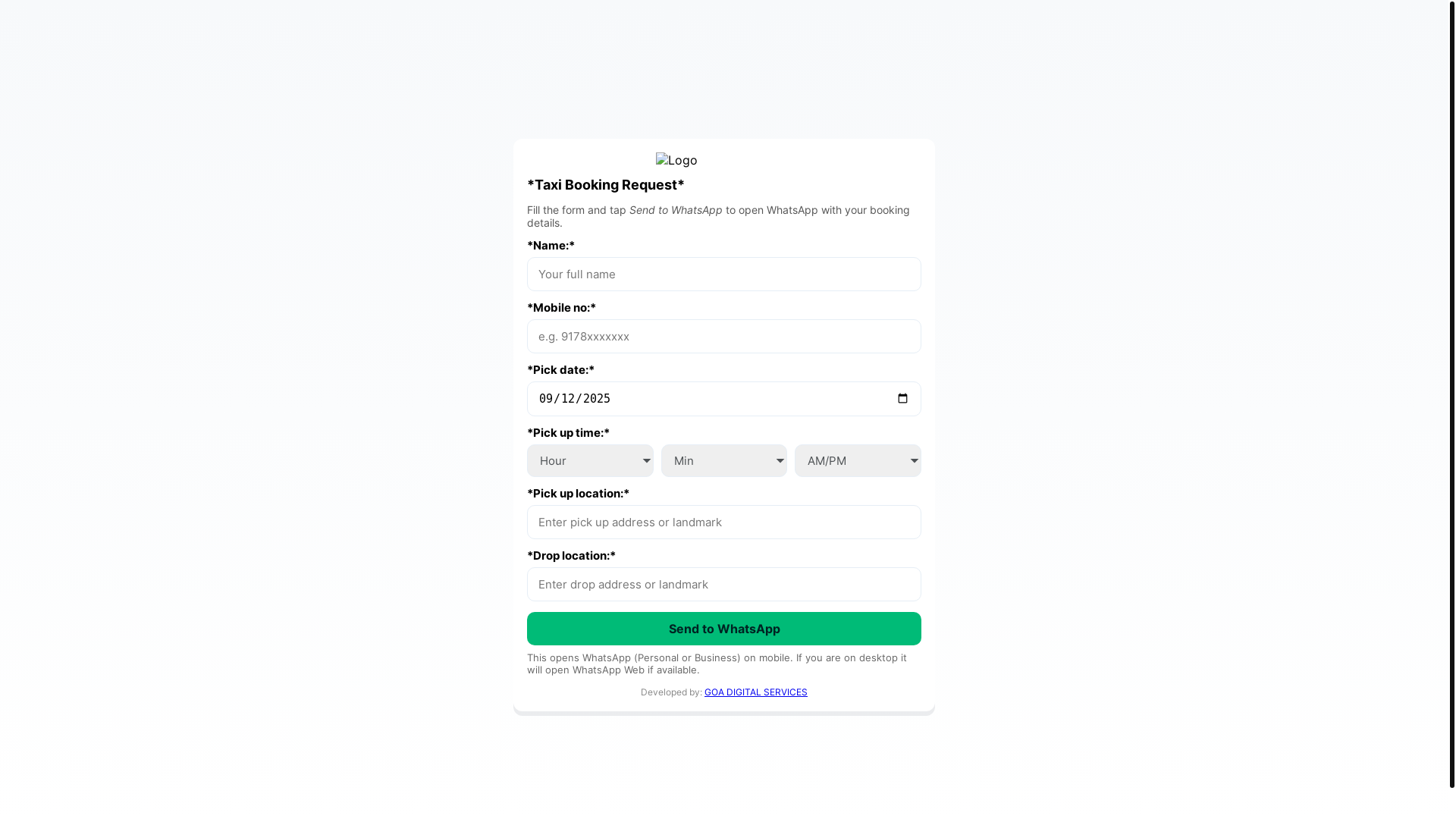website screenshot of https://taxibooking.pages.dev/