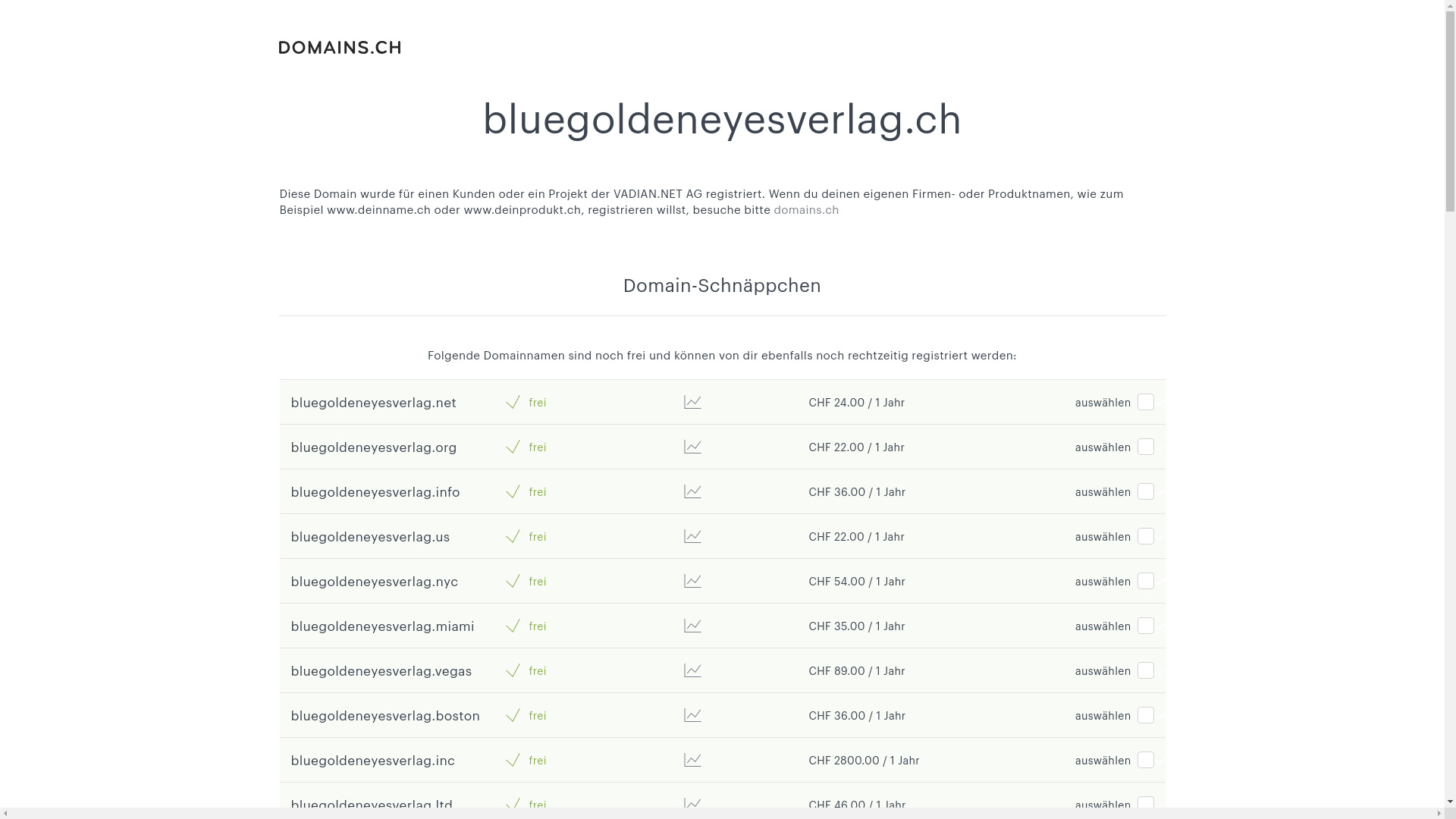 website screenshot of https://bluegoldeneyesverlag.ch/