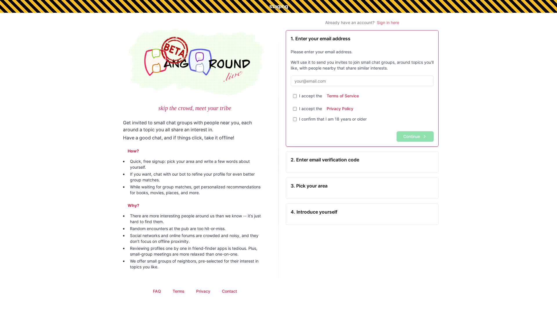 website screenshot of https://hangaround-live-staging.pages.dev/