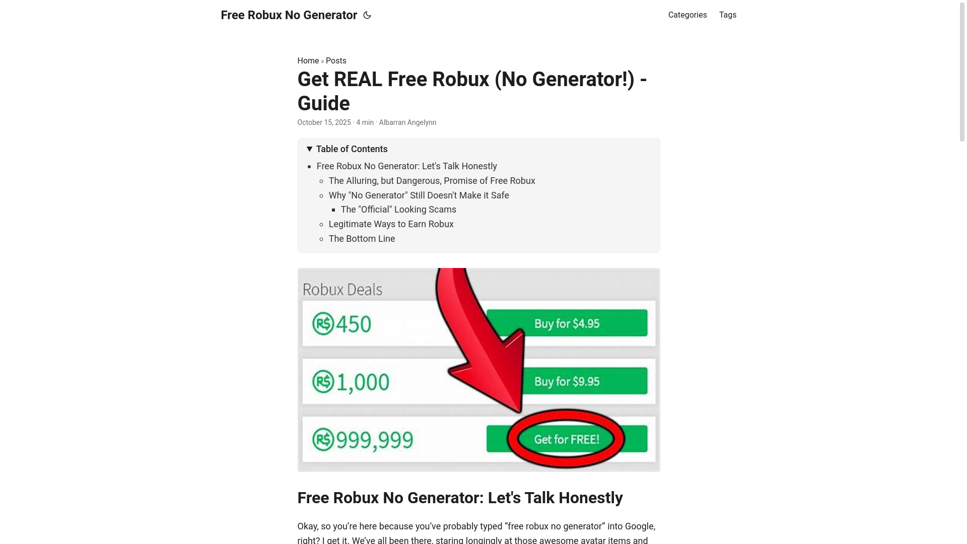 website screenshot of https://free-robux-no-generator.pages.dev/