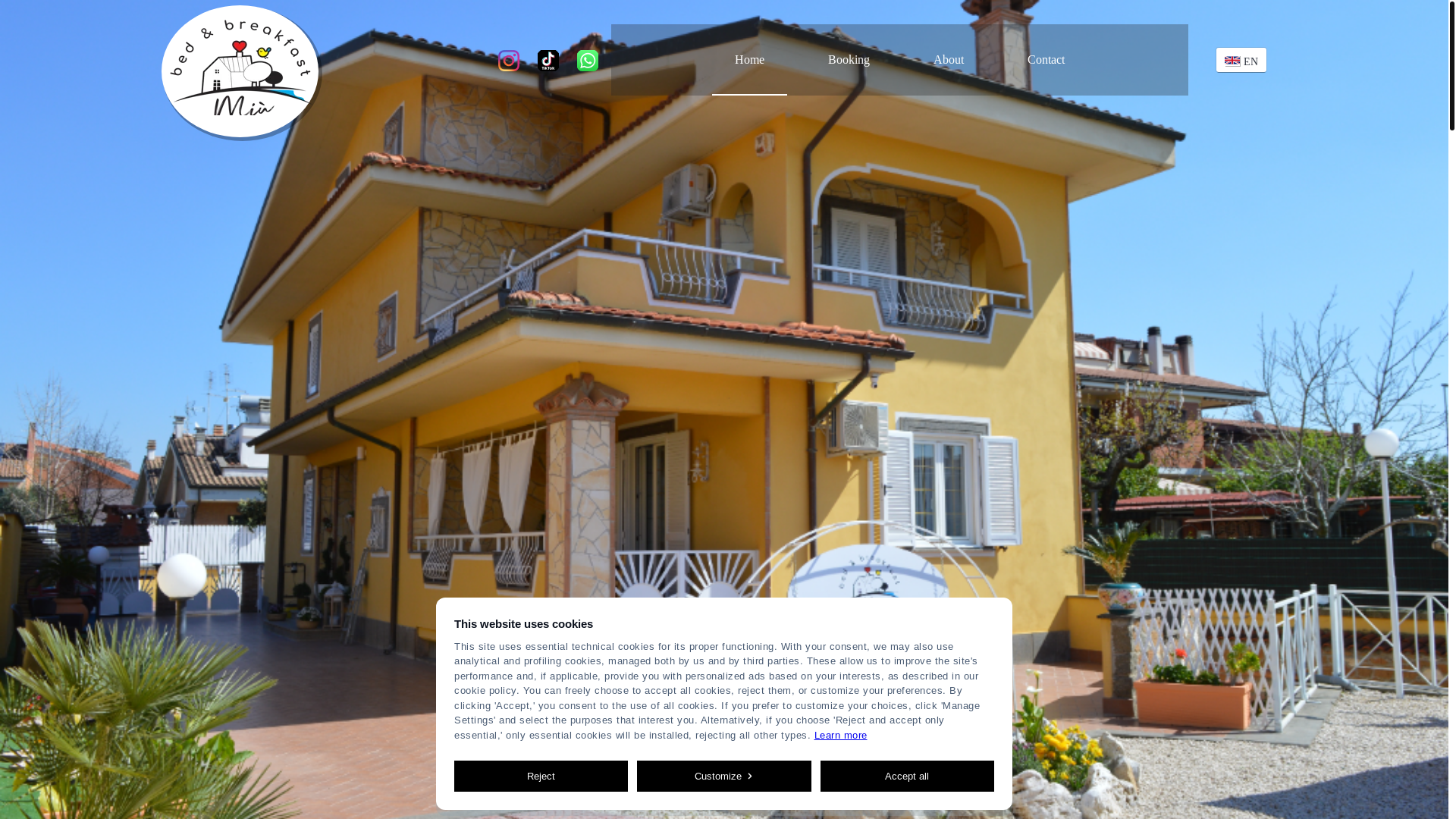 website screenshot of https://miubedbreakfast.it/