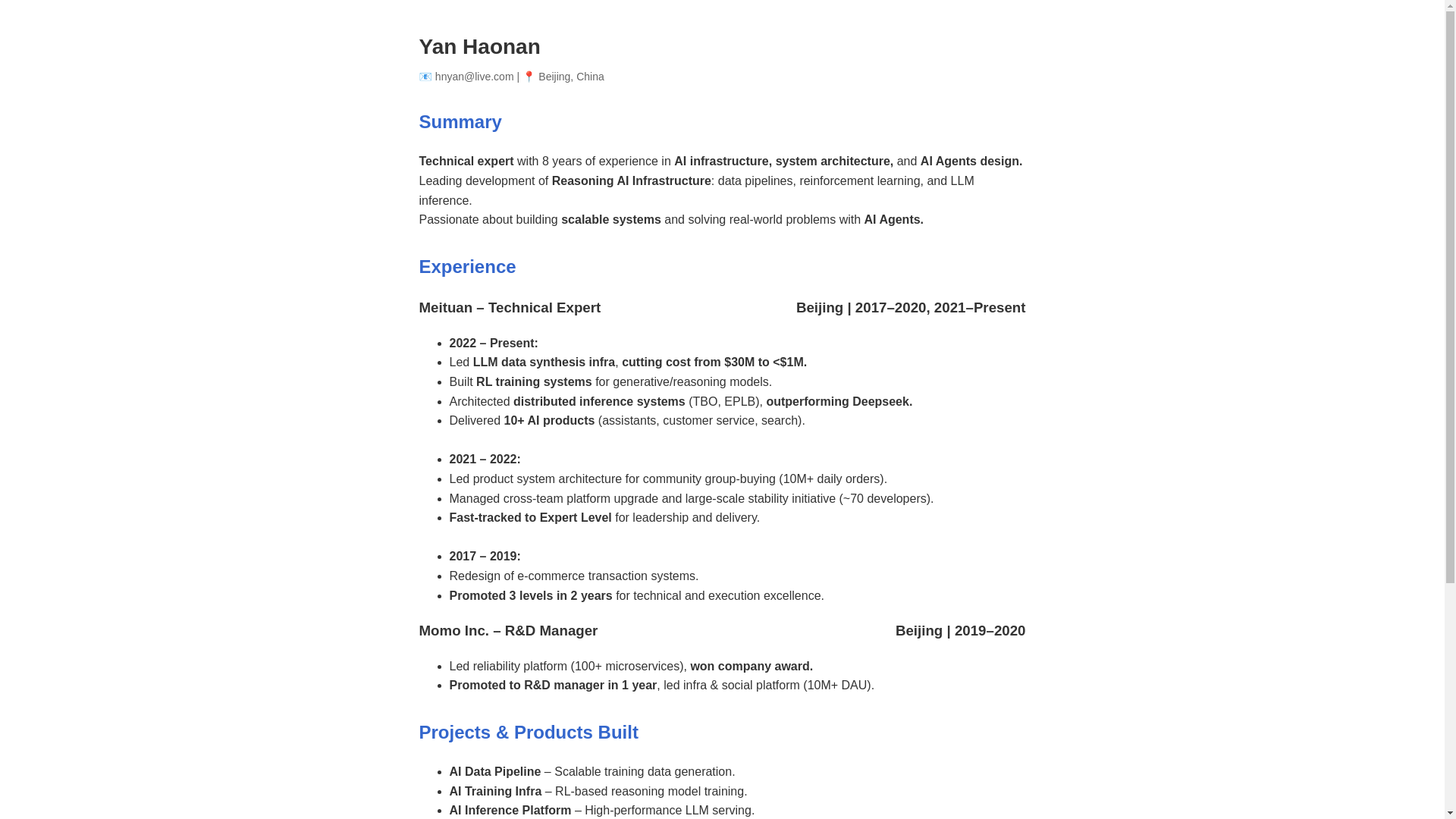 website screenshot of https://yanhaonan.ai/