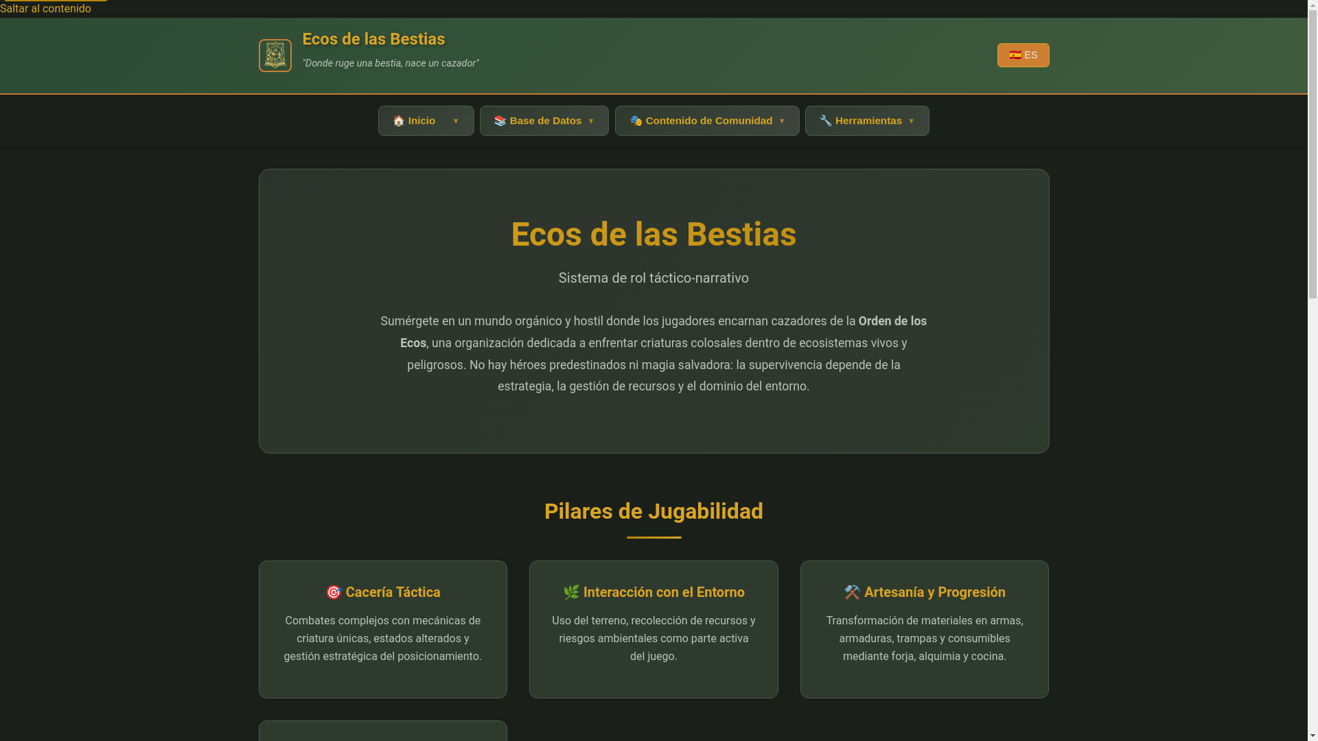 website screenshot of https://echoesbeasts.com/