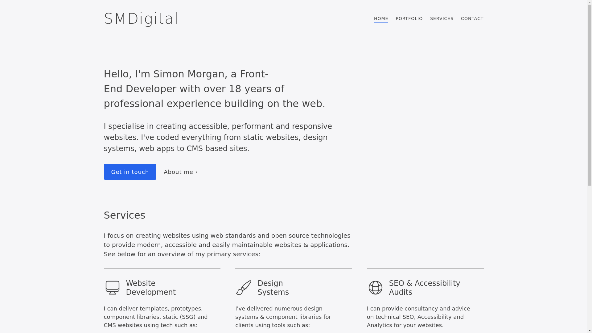website screenshot of https://simonmorgandigital.com