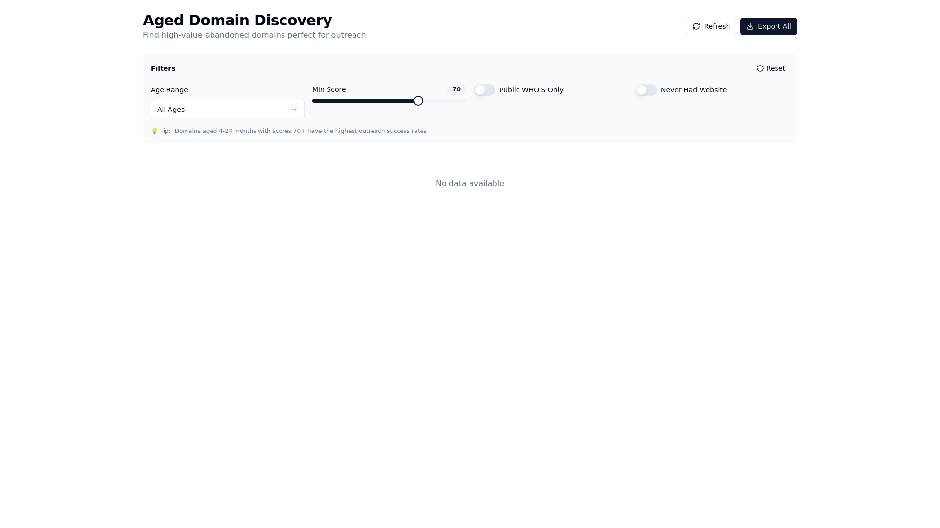 website screenshot of https://domain-intel-dashboard.pages.dev/