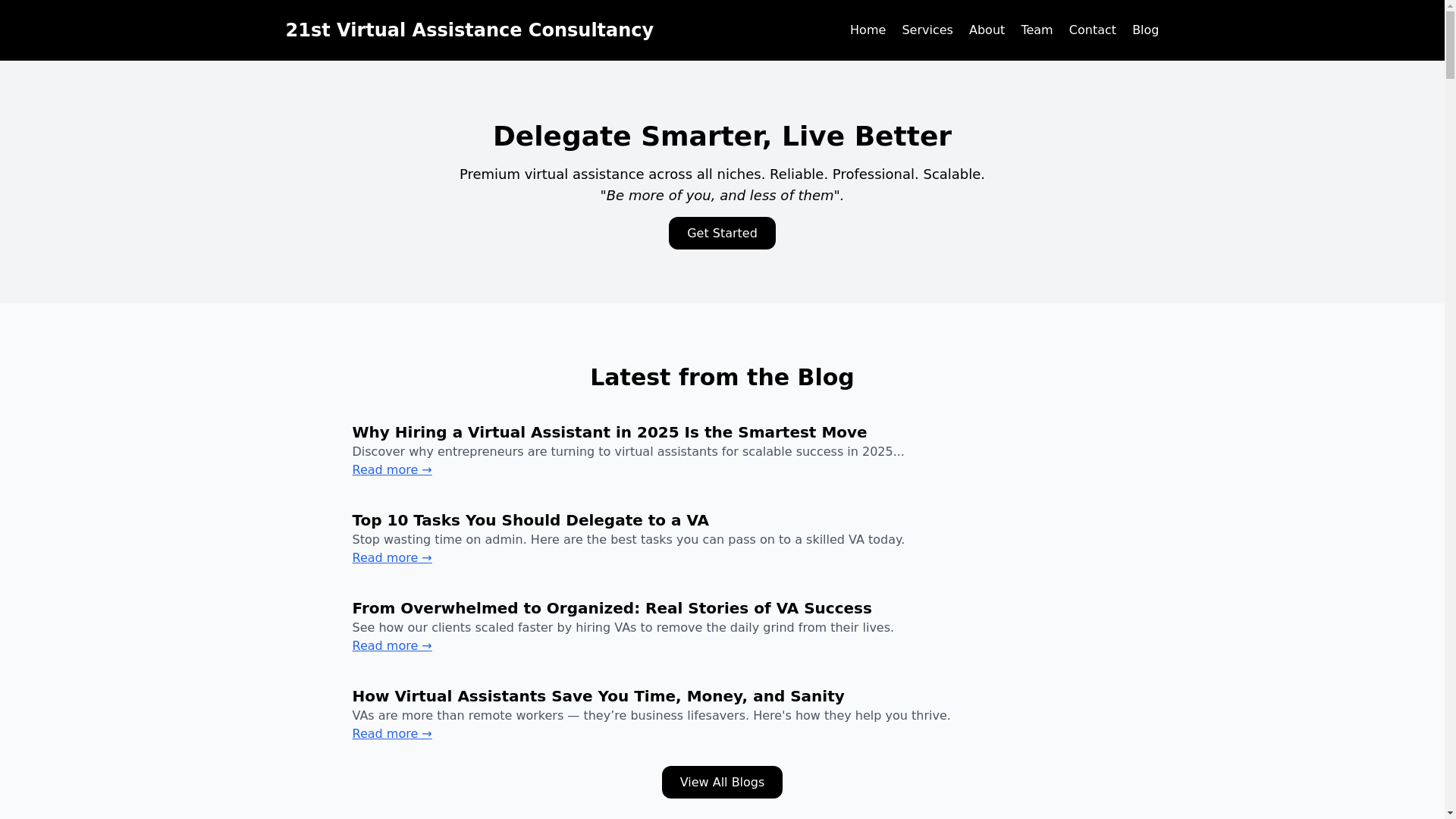 website screenshot of https://21stvirtualassistants.info/