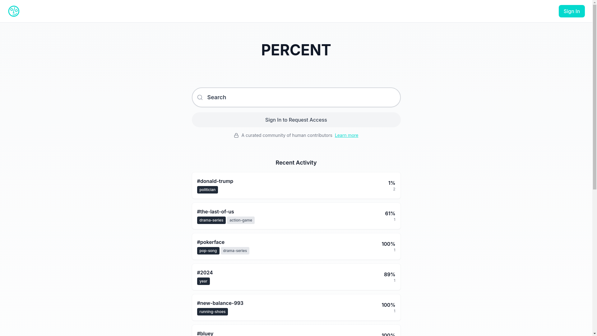 website screenshot of https://percent.wtf/
