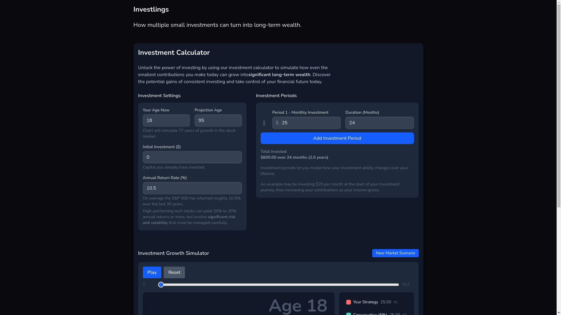 website screenshot of https://investlings.app/