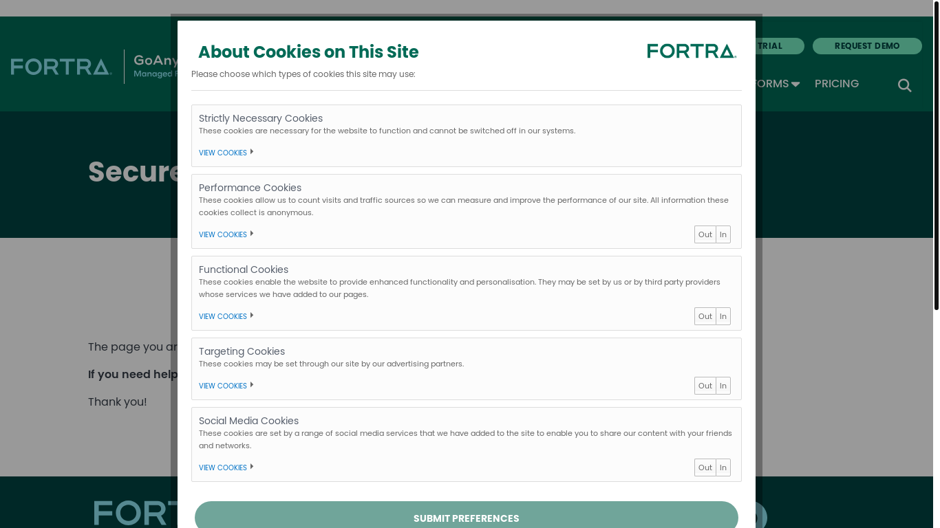 website screenshot of https://www.goanywhere.com/powered-by
