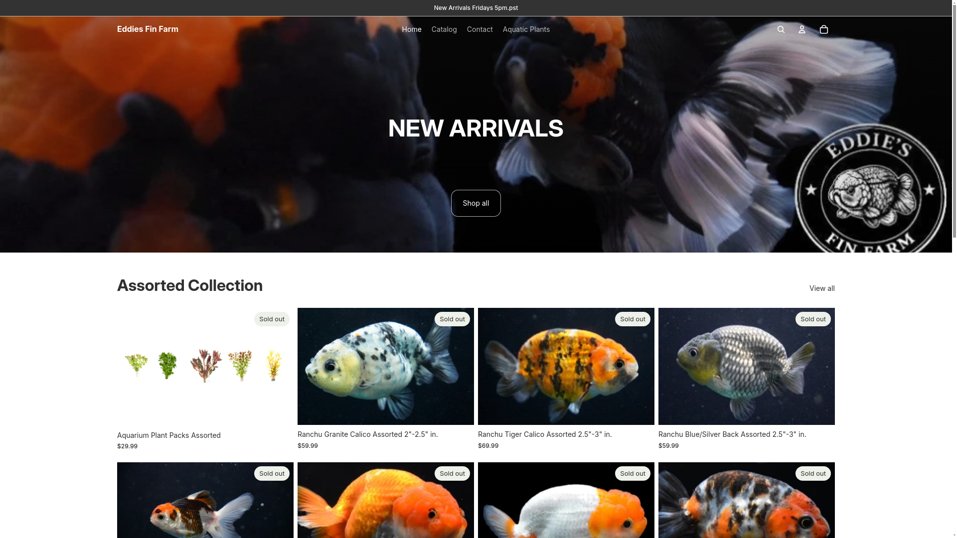 website screenshot of https://eddiesfinfarm.com/