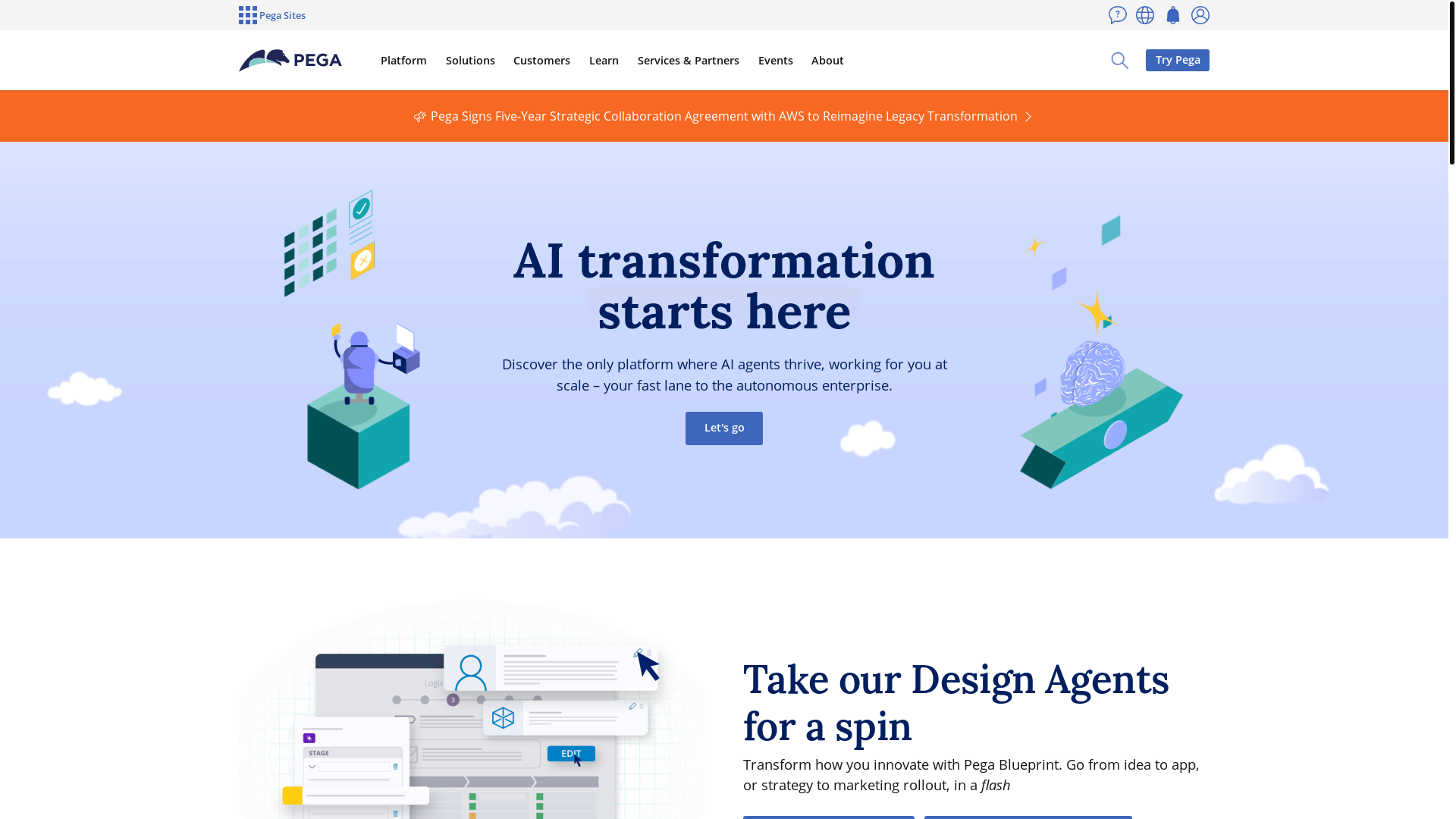 website screenshot of https://www.pega.com/?IxID=-2217925869337003648&O=ACT4457&utm_source=potts1@pegasystems.com&utm_medium=email&utm_campaign=SalesAutomation_UserCreatedTemplates&utm_content=&CONID=CON-1001557
